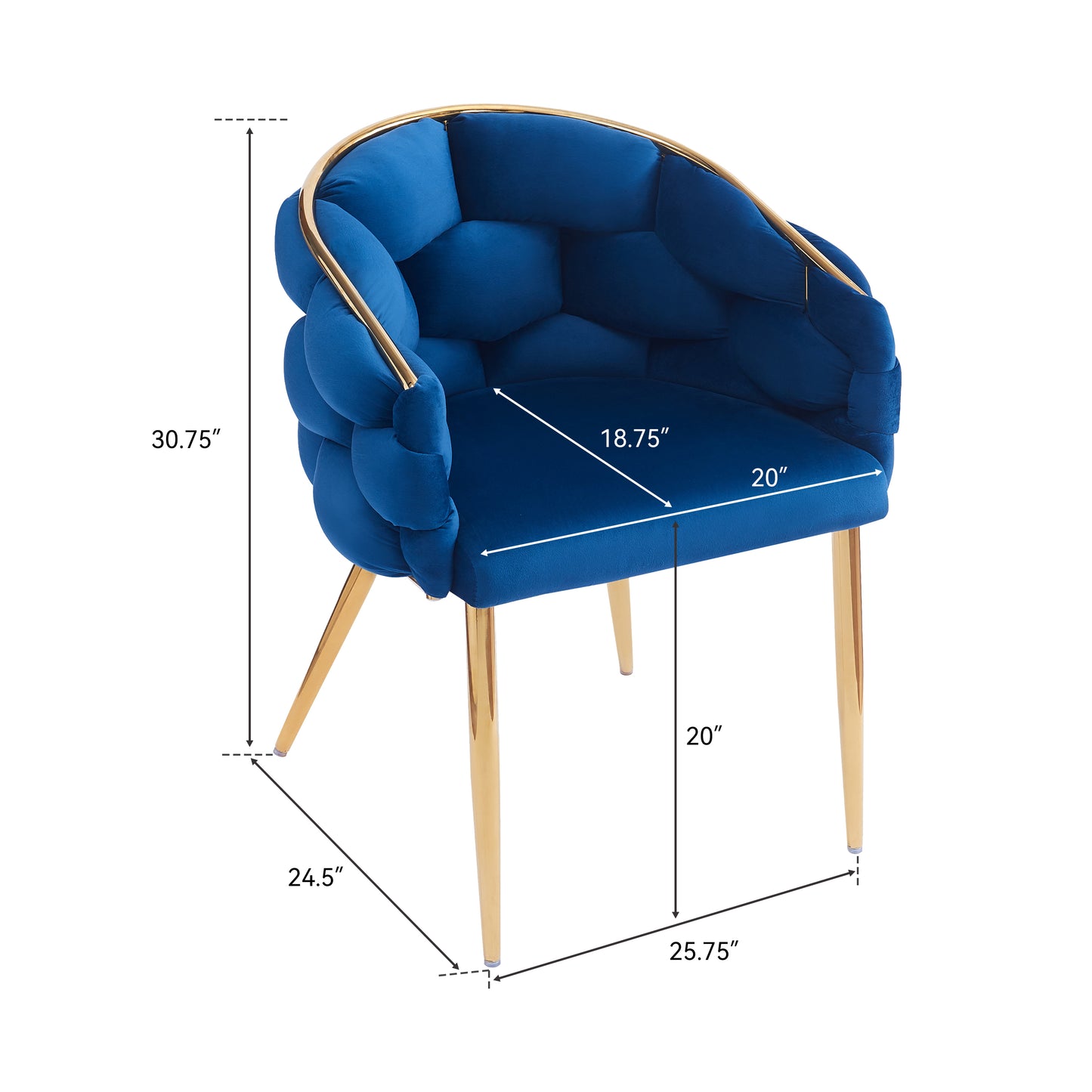 Luxury Handmade Accent Chair with Gold Legs, Modern Velvet Armchair for Living Room and Bedroom