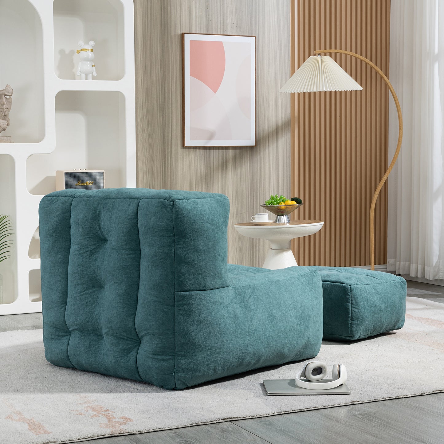 Memory Foam Bean Bag Chair with Ottoman for Adults and Kids, Soft Modern Sofa for Living Room and Bedroom