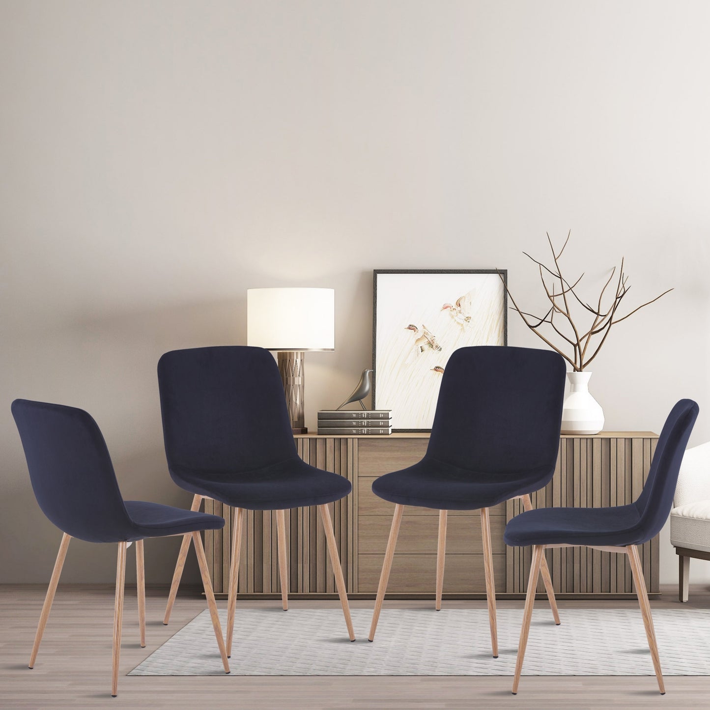 Dining Chair 4PCS(BLACK),Modern style,New technology.Suitable for restaurants, cafes, taverns, offices, living rooms, reception rooms.
