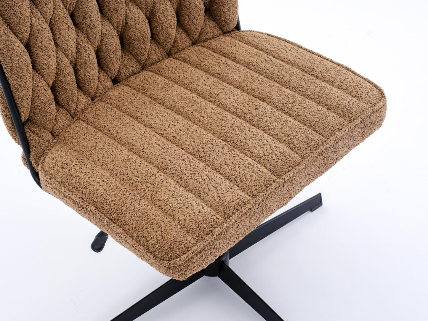 Armless Office Desk Chair No Wheels, BROWN