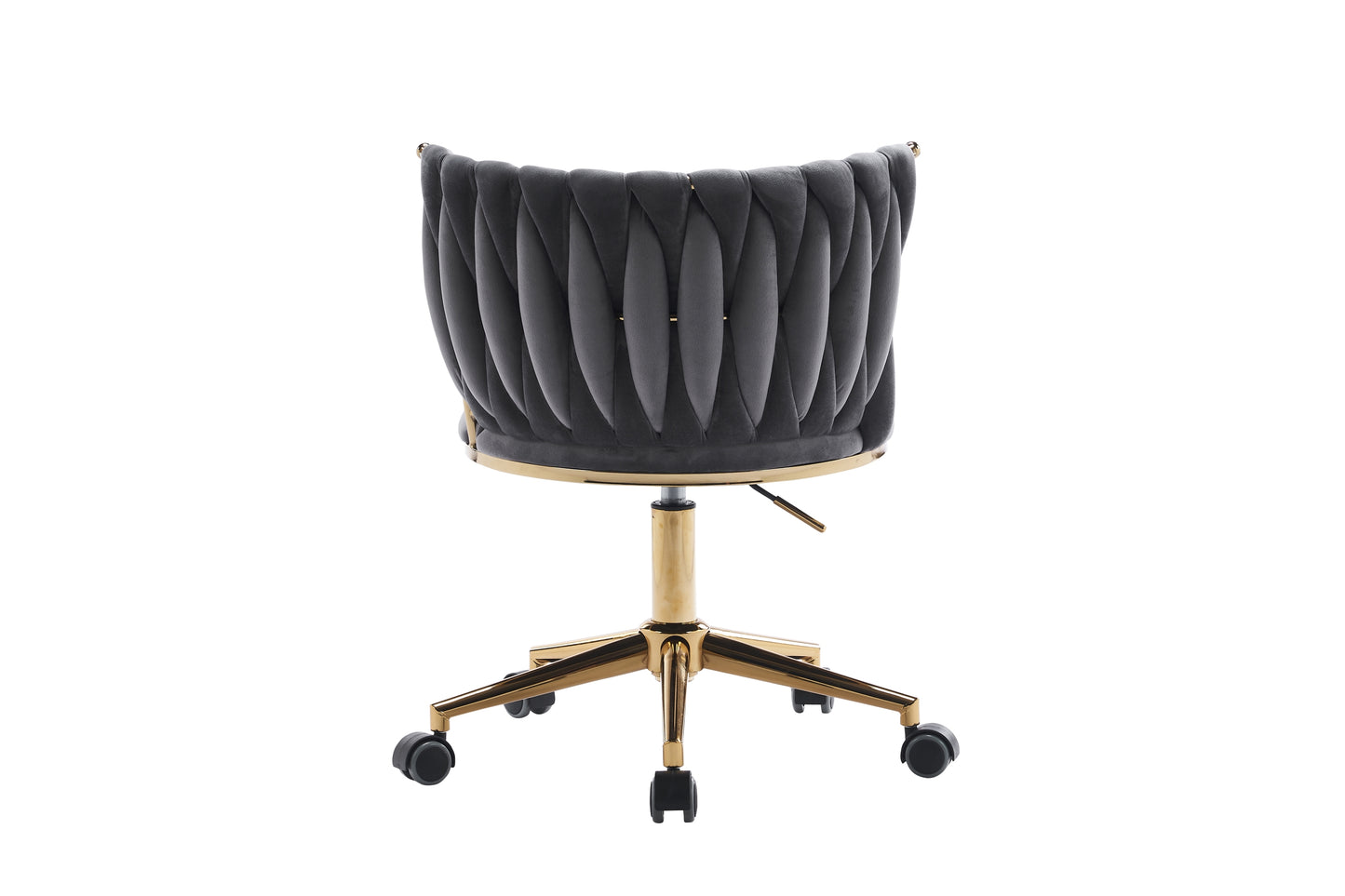 Ergonomic Dark Grey Upholstered Office Desk Chair with Adjustable Swivel Wheels for Home and Study