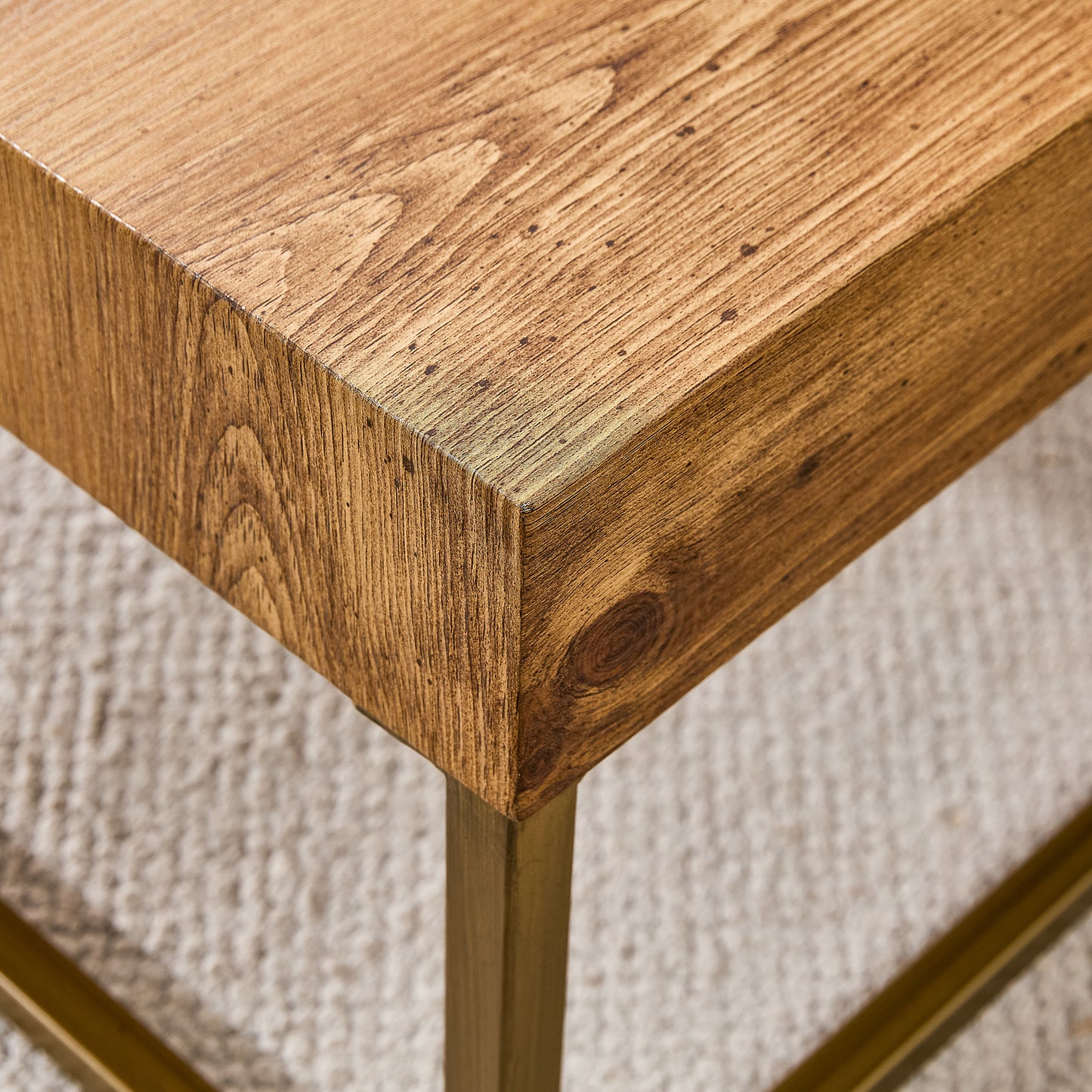 Modern Rectangular Coffee Table Dining Table MDF Top Metal Legs 31.5 Inch Suitable for Restaurants Living Rooms