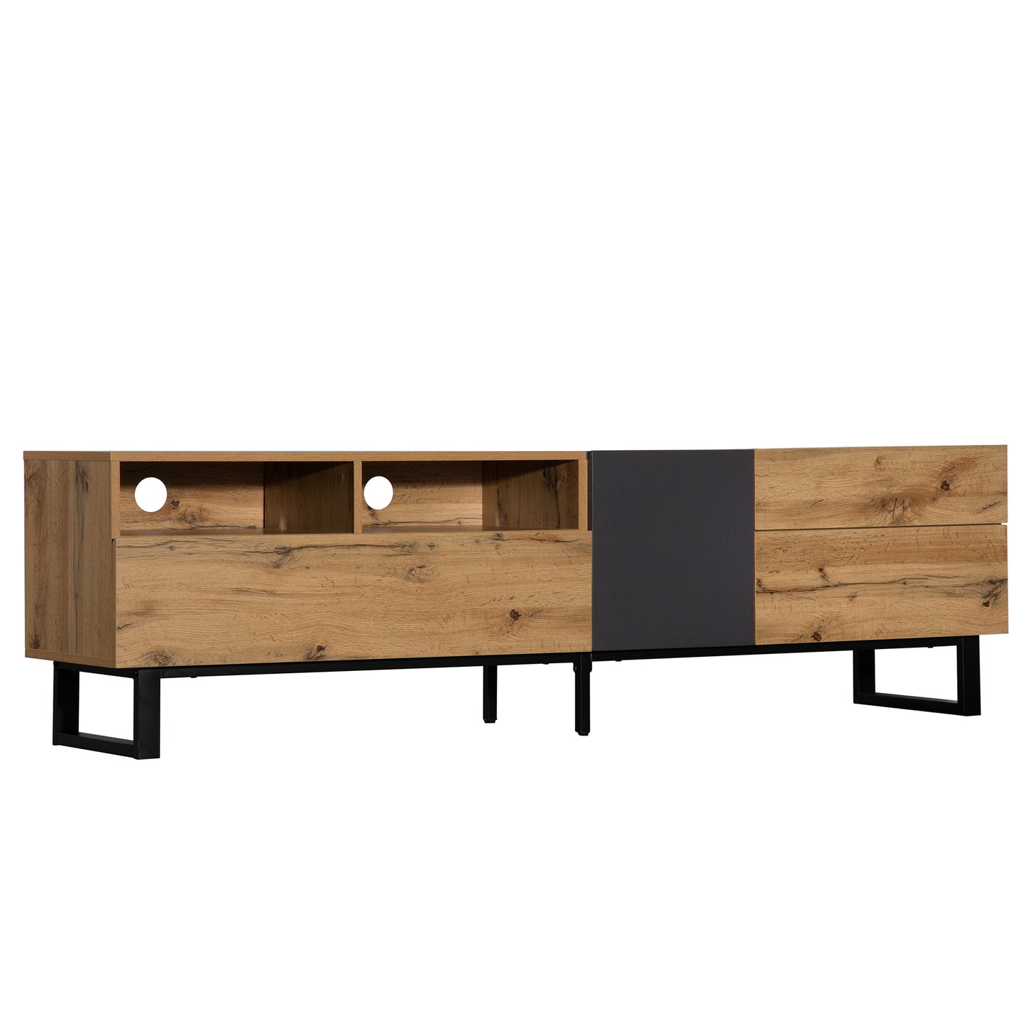 Elegant Modern TV Stand for 80 Inch TV with Double Storage Media Console Entertainment Center and Drop Down Door