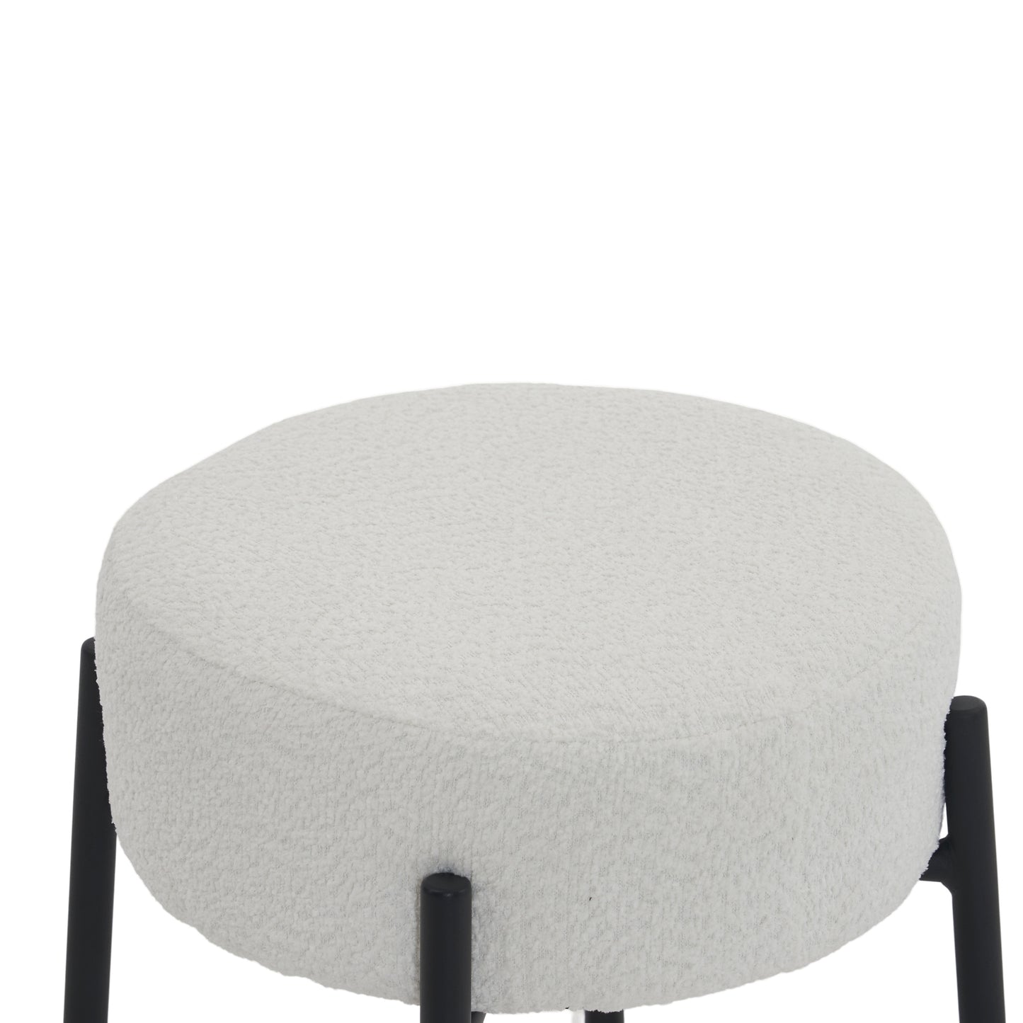 Set of 2 24 Inch Tall Round Upholstered Bar Stools for Kitchen and Coffee Shops Contemporary Design