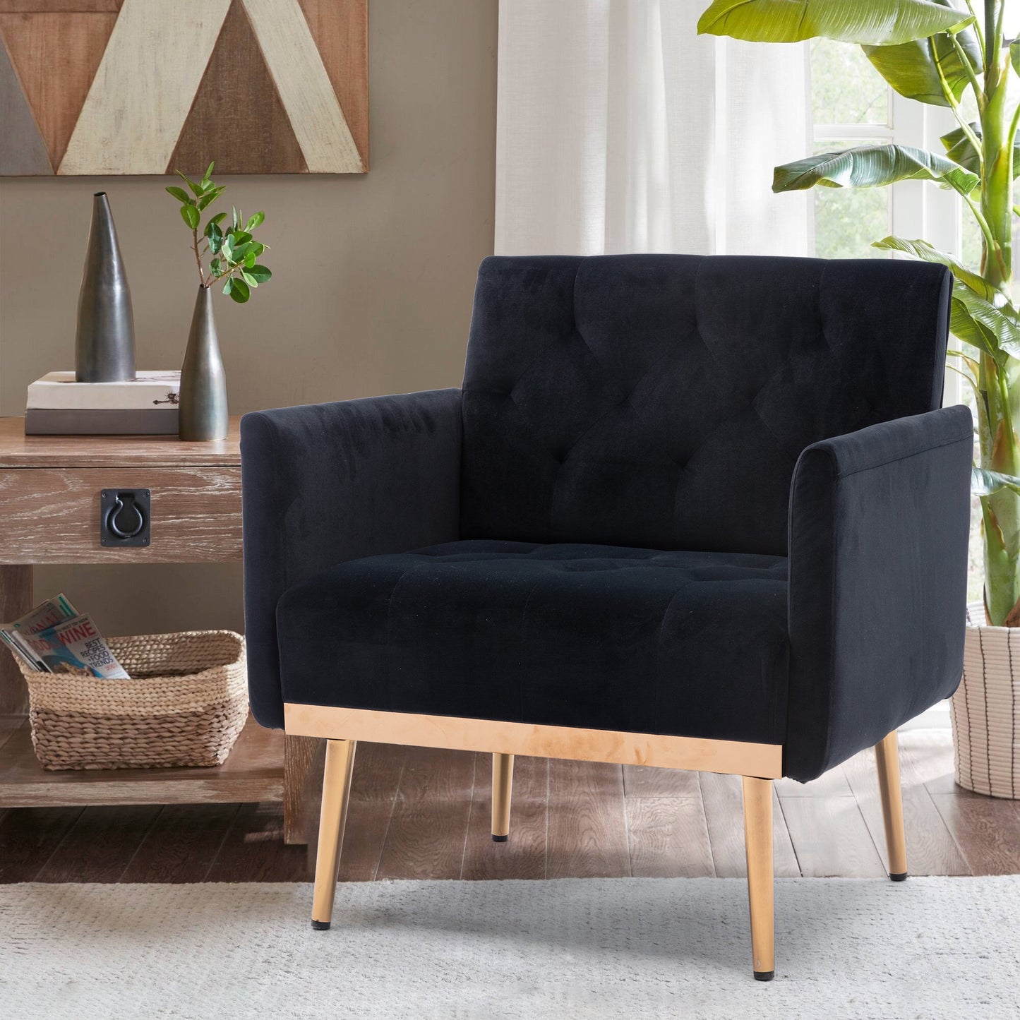 Accent Chair ,leisure single sofa with Rose Golden feet
