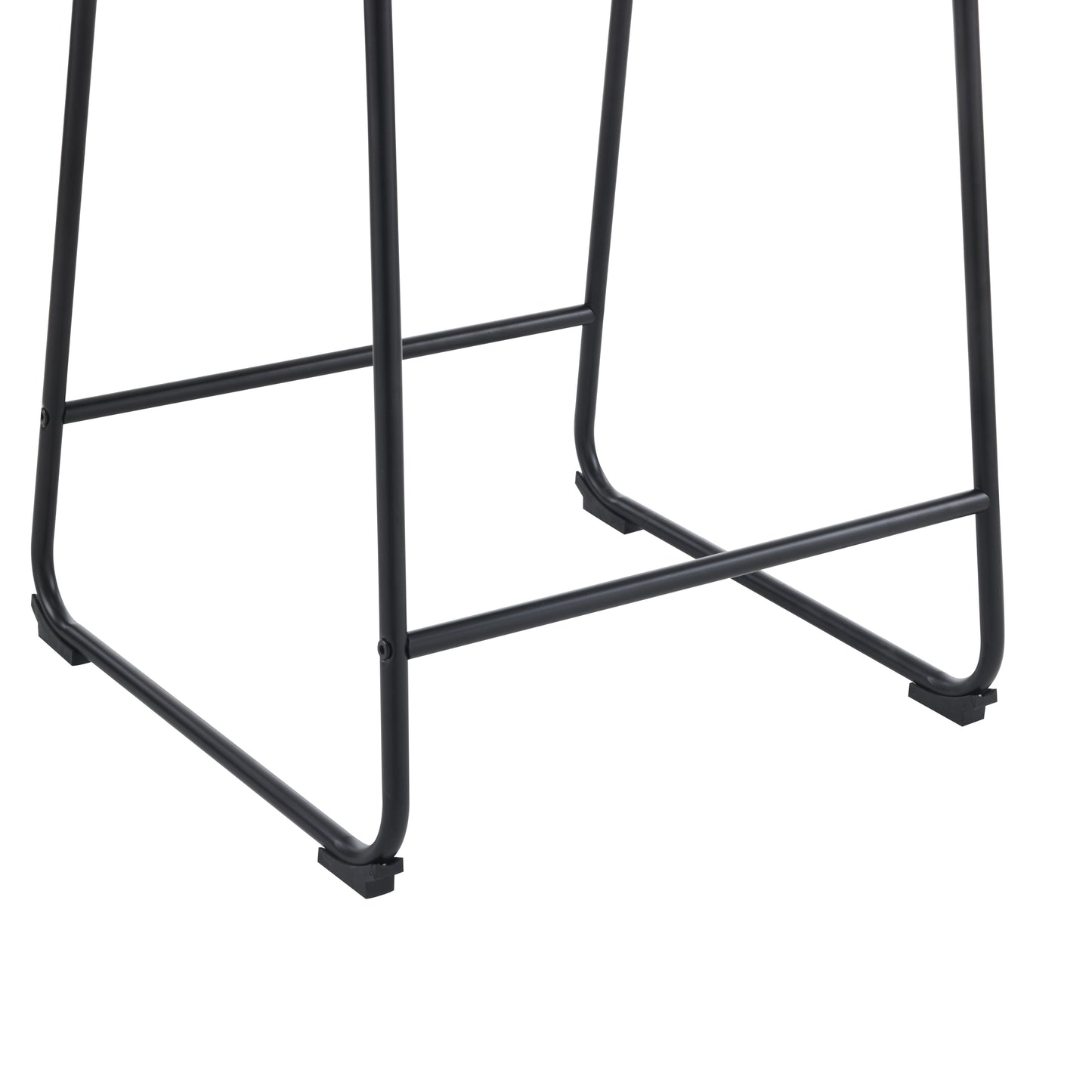 Vintage 24-Inch Armless Industrial Faux Leather Counter Stool Set of 2 Cream Black Metal Legs Footrest for Kitchen Cafe Bar