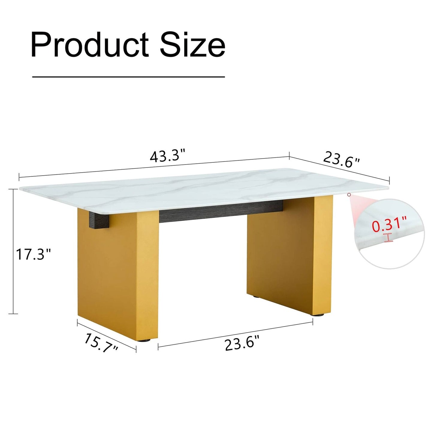 Modern Minimalist Tempered Glass Coffee Dining Table with Golden MDF Columns