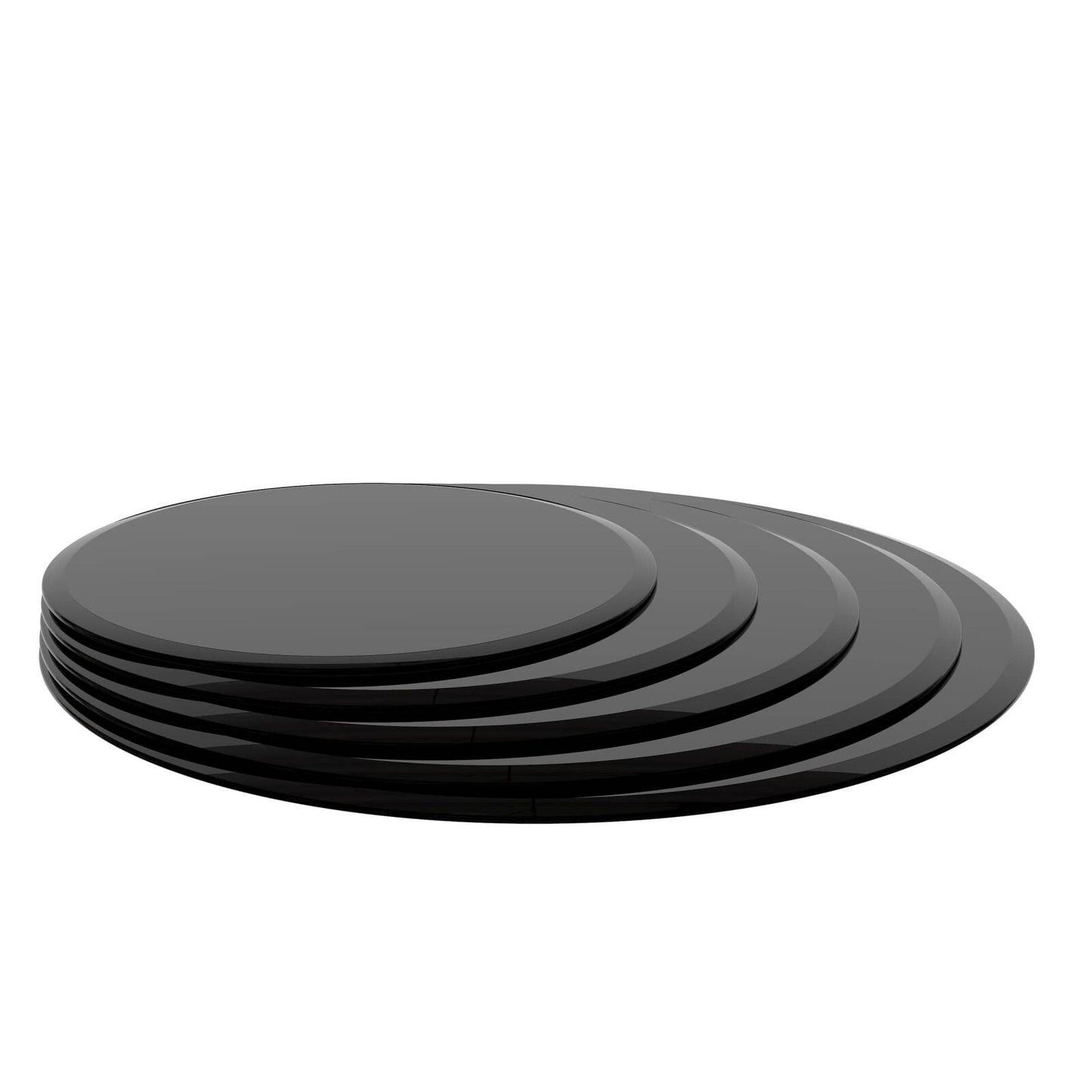 32" Round Tempered Glass Table Top Black 1/2" Thick Beveled Polished Edge