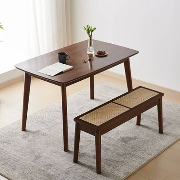 Hand Woven Cane Seat Bench - 40" Solid Wood Bench for Dining, Entryway