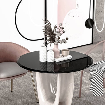 32" Round Tempered Glass Table Top Black 1/2" Thick Beveled Polished Edge