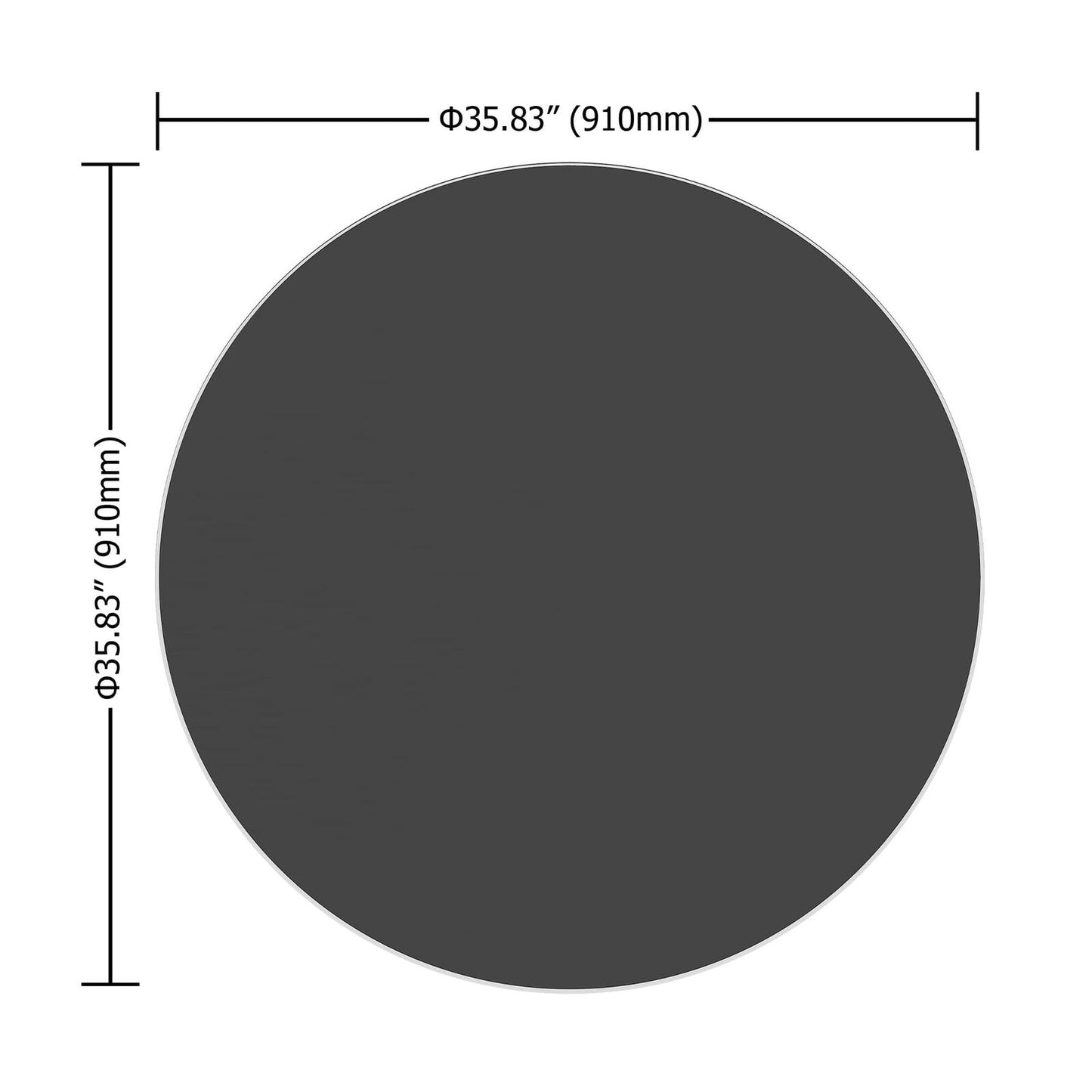 36 Inch Round Tempered Glass Table Top Black Glass 1/4" Thick Round