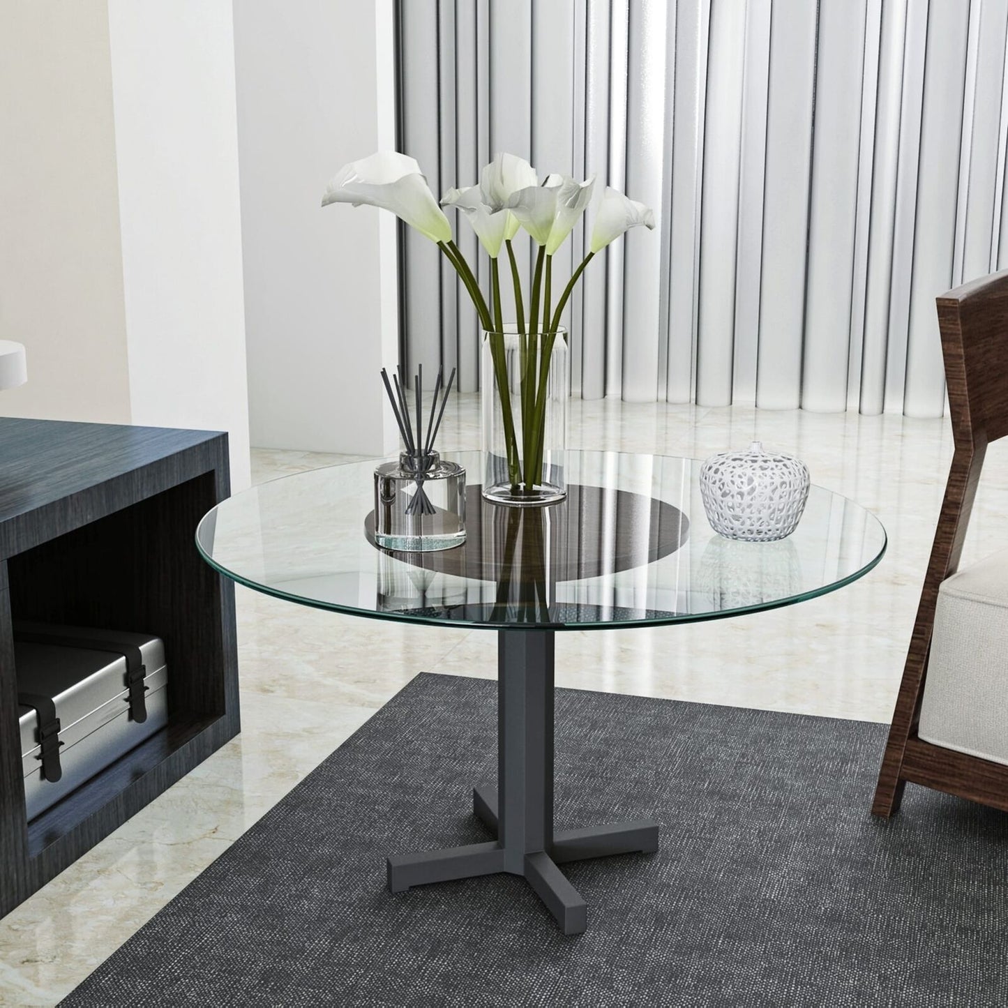 24" Inch Round Tempered Glass Table Top Clear Glass 1/4" Inch Thick Round