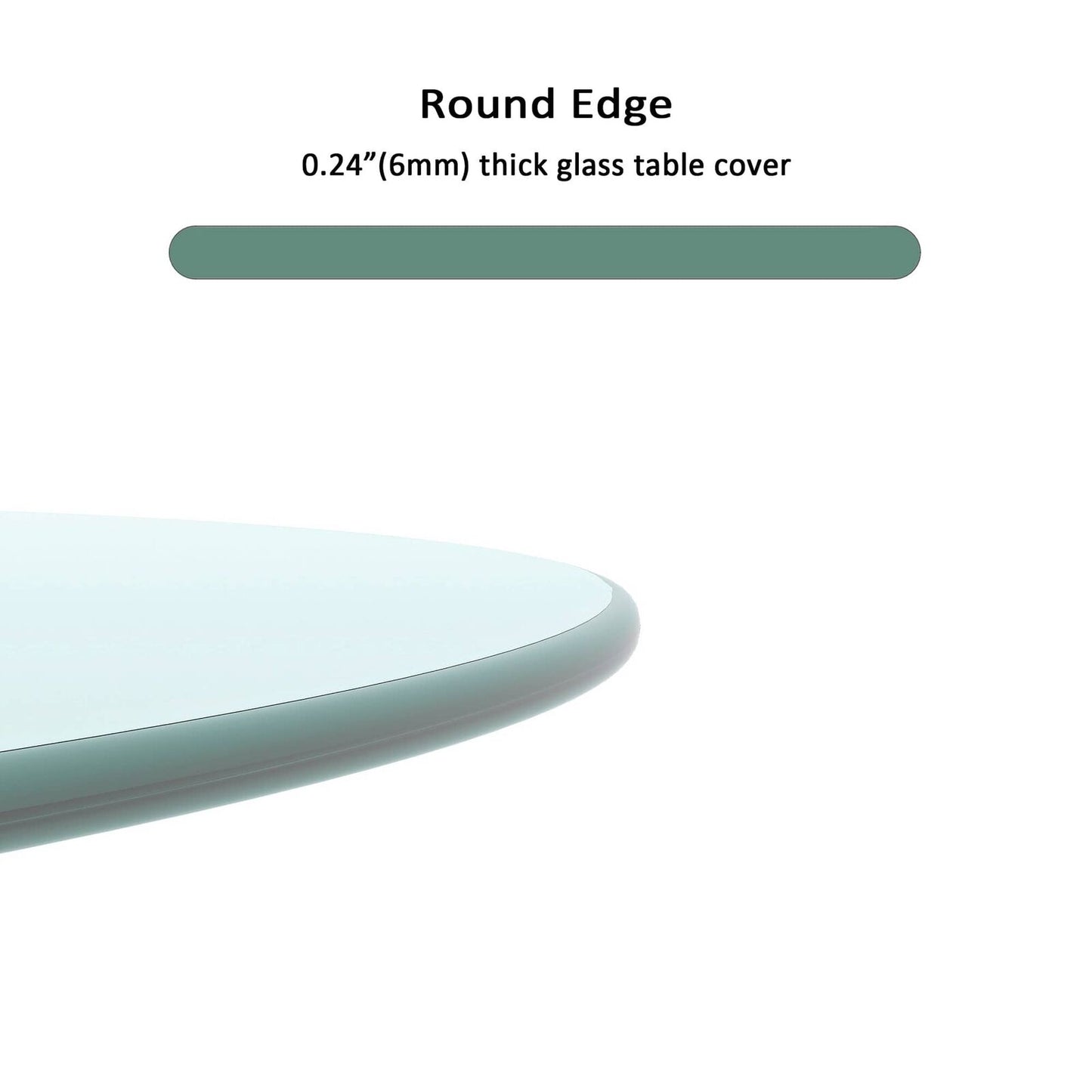 24" Inch Round Tempered Glass Table Top Clear Glass 1/4" Inch Thick Round