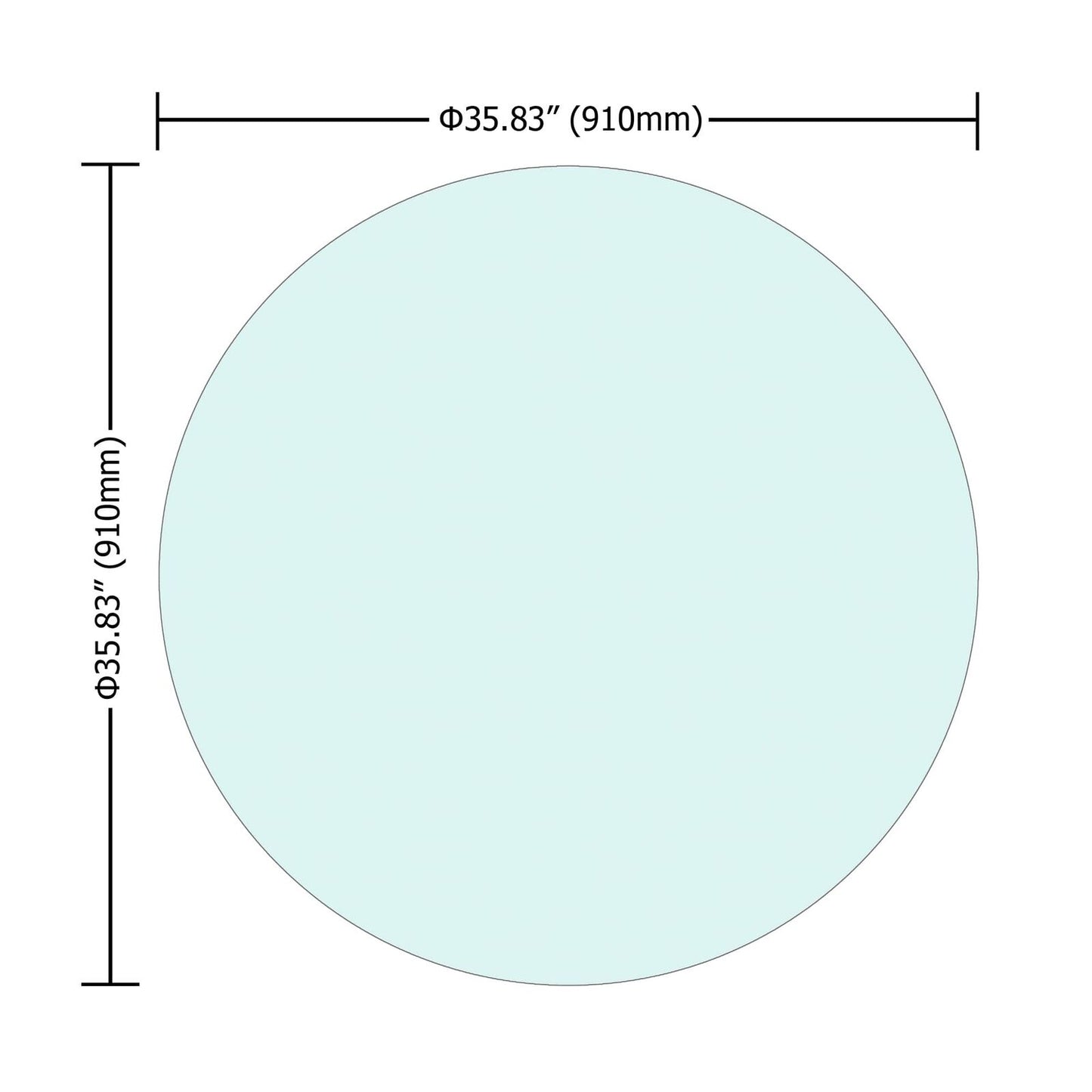 36 Inch Round Tempered Glass Table Top Clear 1/4 Inch Thick Polished Edge