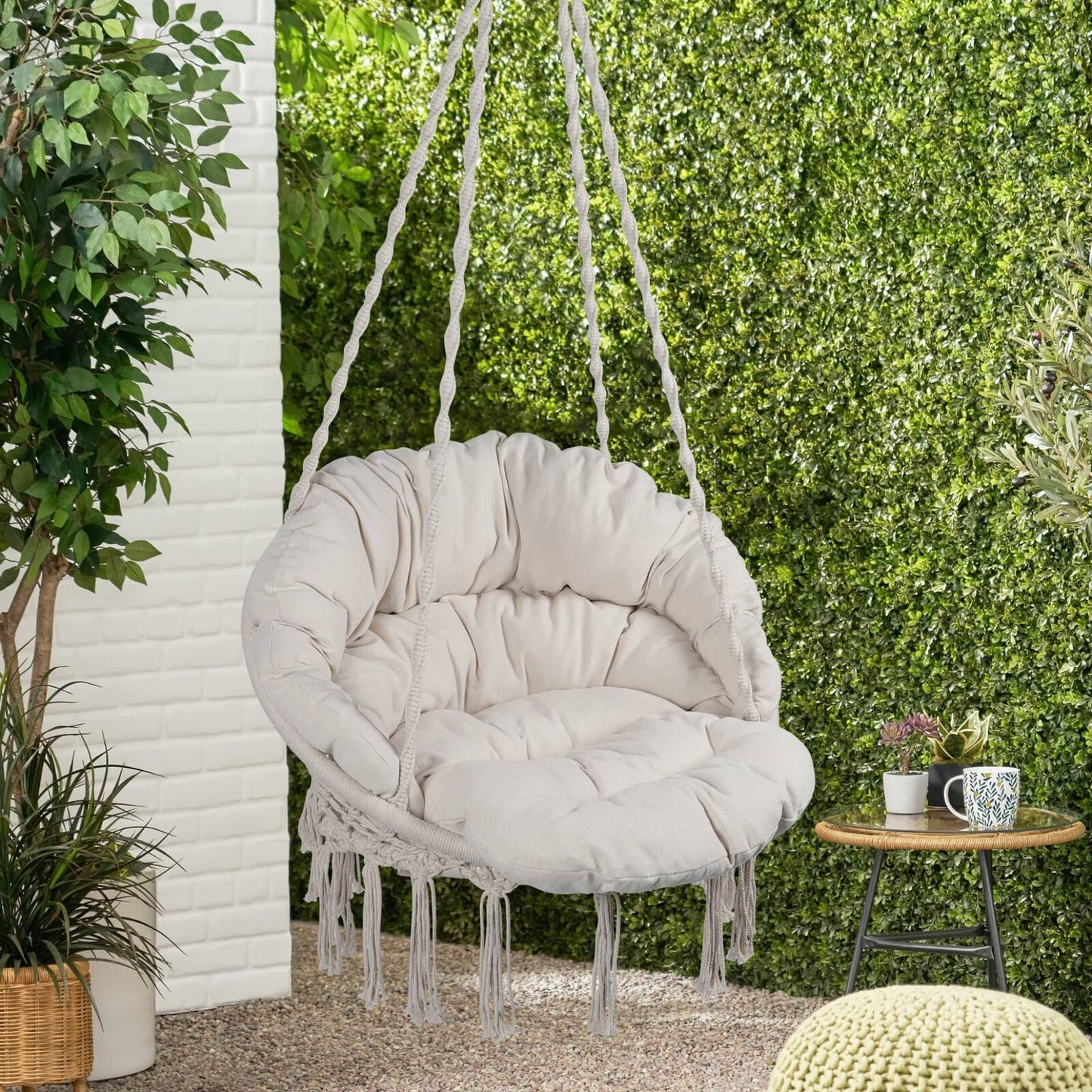 Hammock Chair Macrame Swing 330 lbs Capacity Cotton Rope