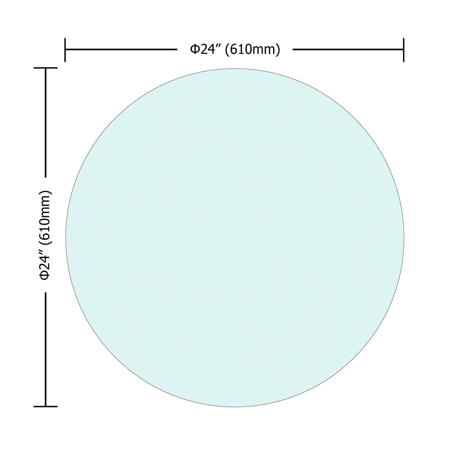 24" Inch Round Tempered Glass Table Top Clear Glass 1/4" Inch Thick Round
