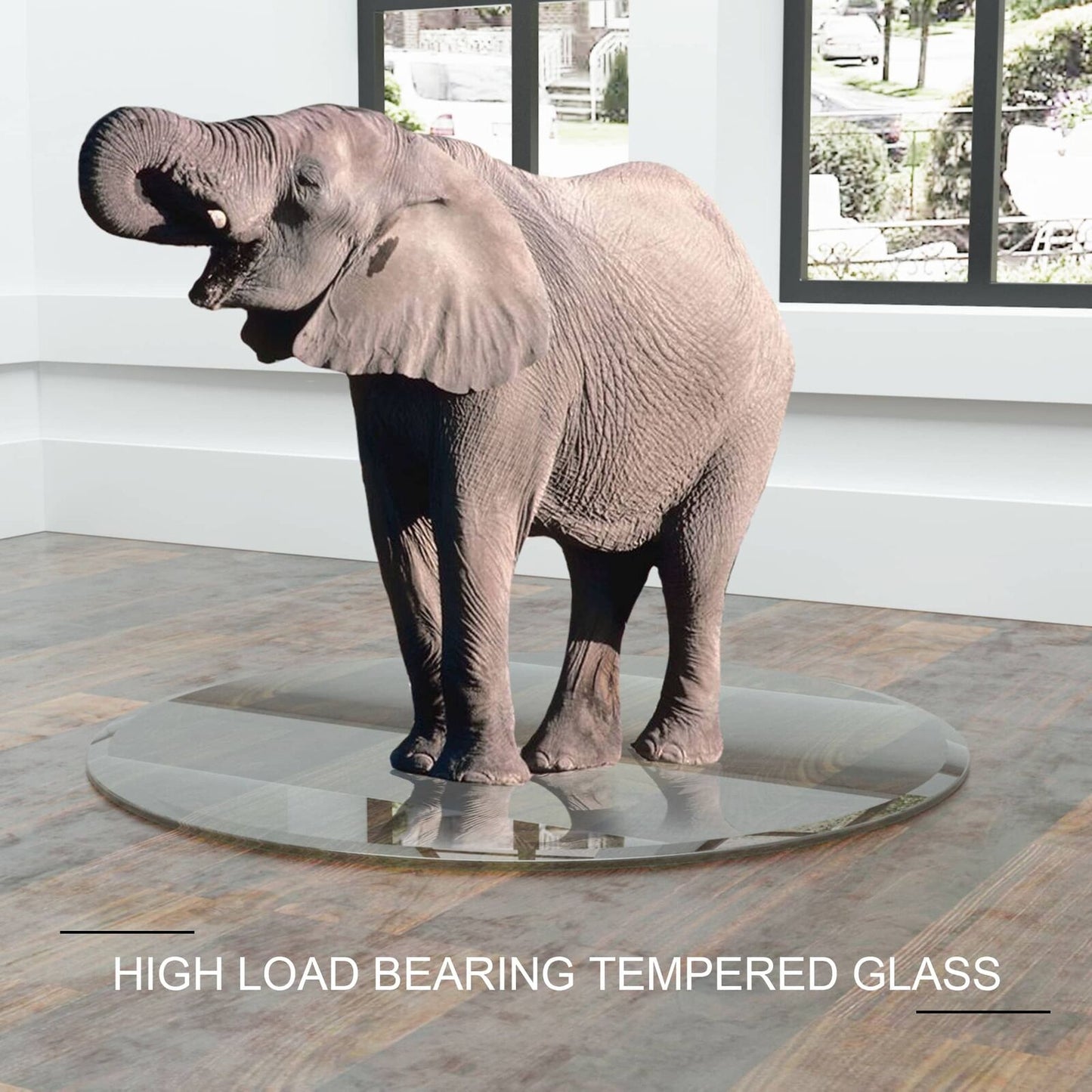36 Inch Round Tempered Glass Table Top Clear 1/4 Inch Thick Polished Edge