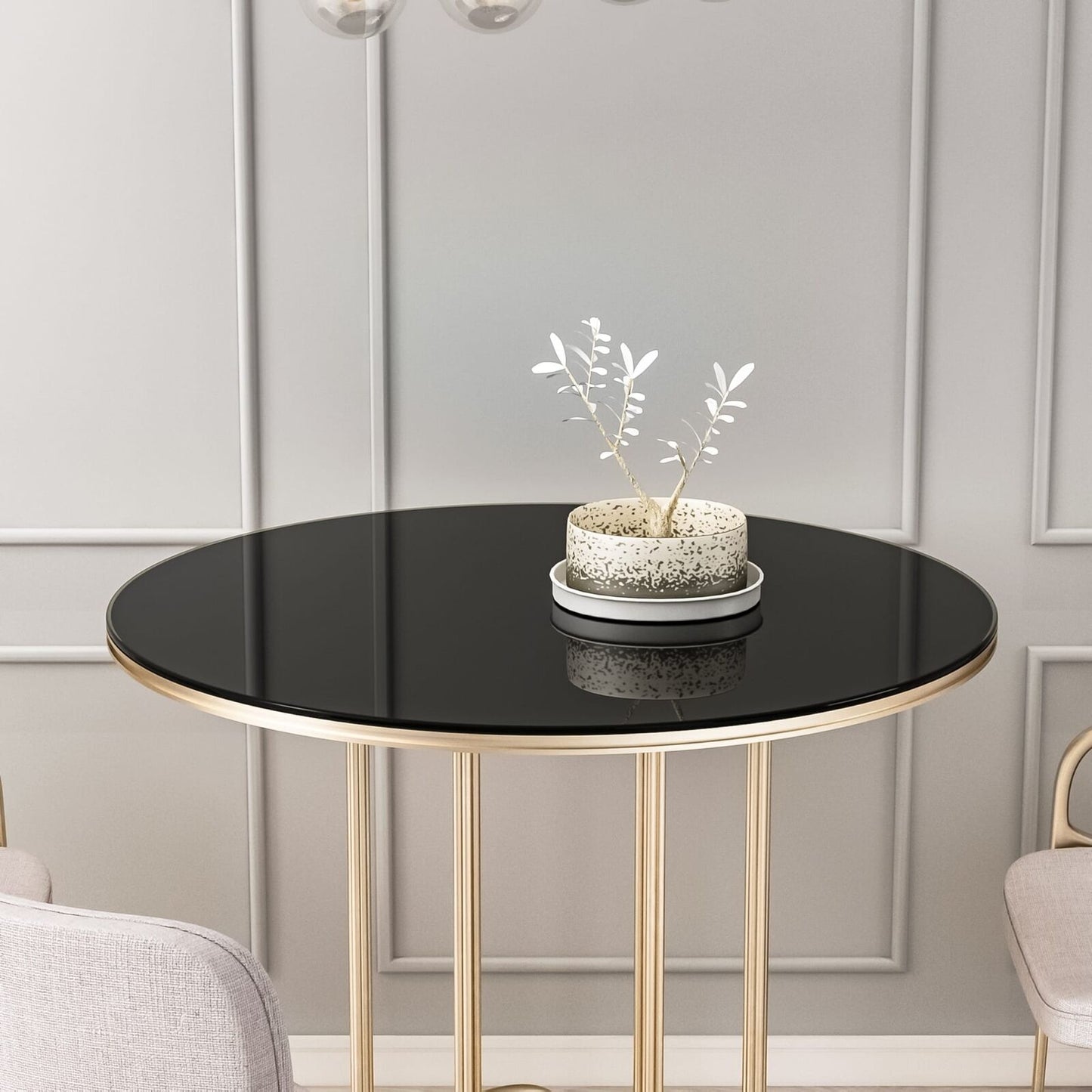 36 Inch Round Tempered Glass Table Top Black Glass 1/4" Thick Round