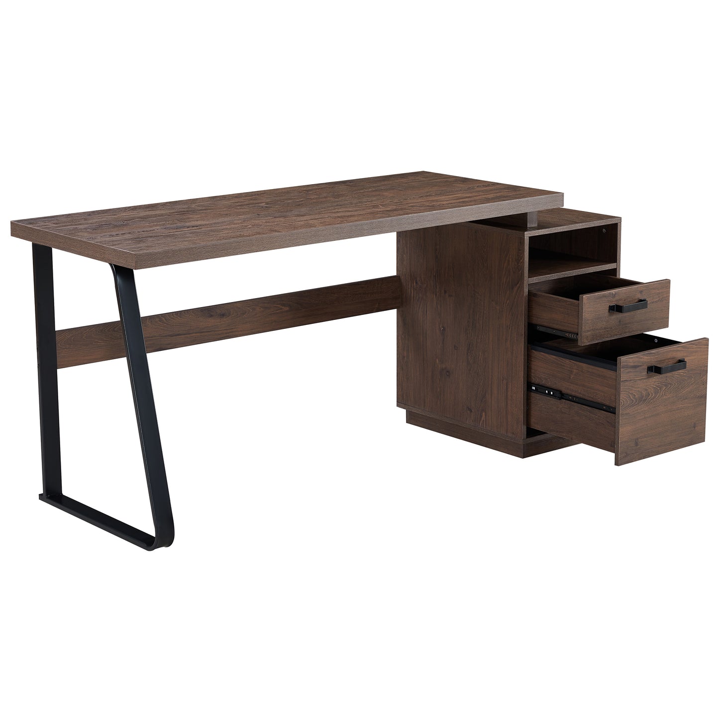 Home Office Computer Desk with Drawers and Hanging File Storage 65 Inch Writing Study Table for Workspace Organization