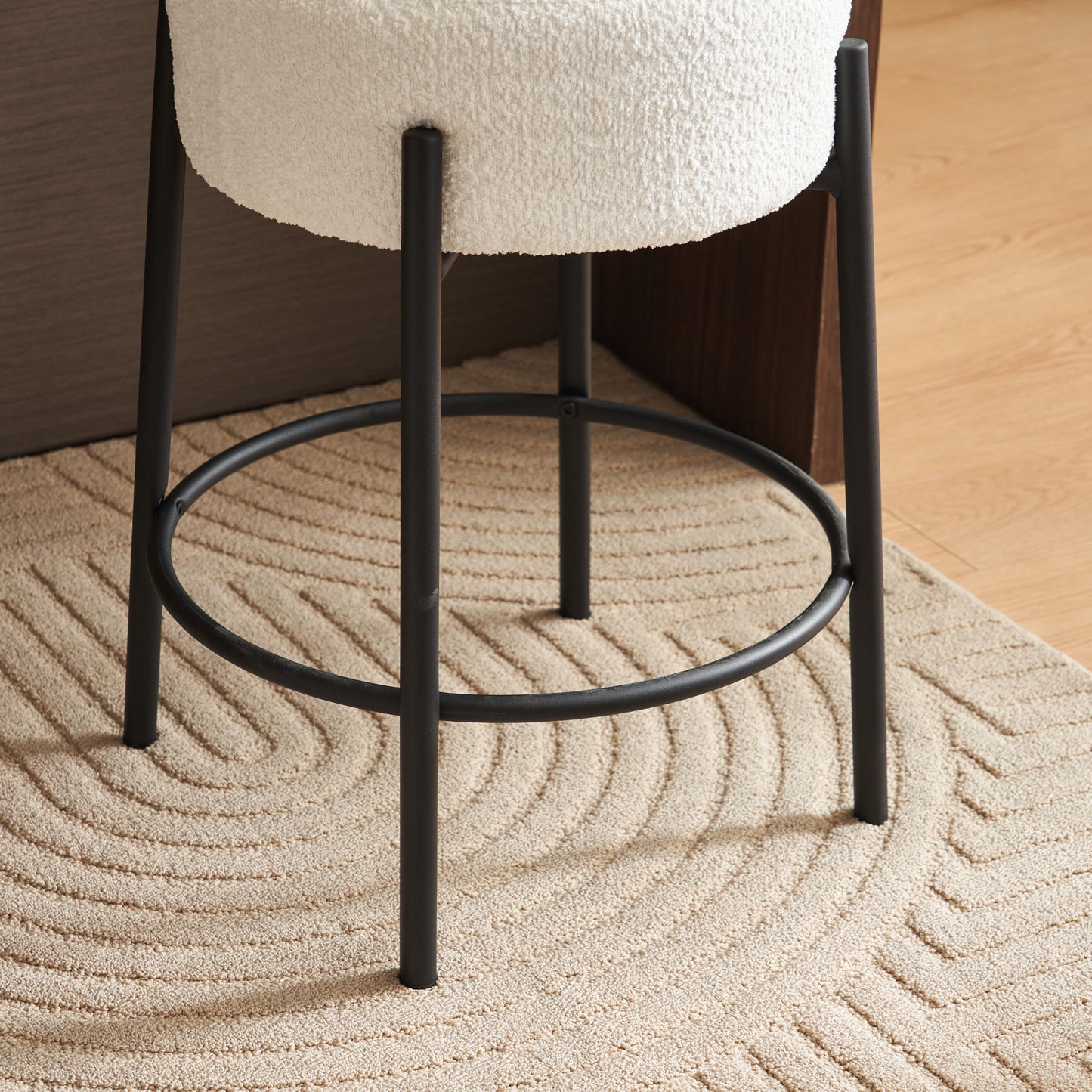 Set of 2 24 Inch Tall Round Upholstered Bar Stools for Kitchen and Coffee Shops Contemporary Design