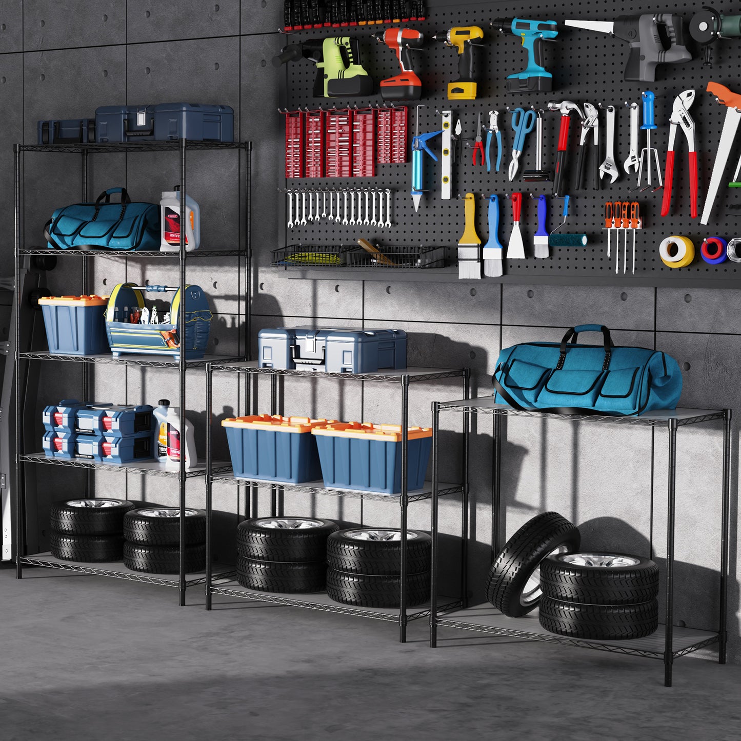 5 Tier Heavy Duty Wire Shelving Unit 72 Inch Height Adjustable Storage Rack for Kitchen Garage Office Organization