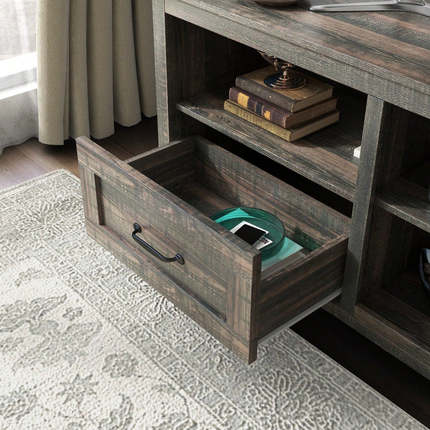 70 Inch Length TV Stand For Living Room And Bedroom, With 2 Drawers And 4 High-Capacity Storage Compartment