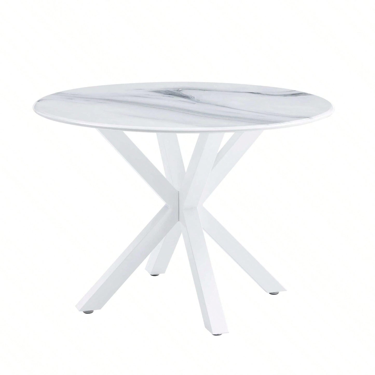 Mid-Century Round White Dining Table for 4-6 with Pedestal Base and MDF Top Ideal for Dining and Coffee