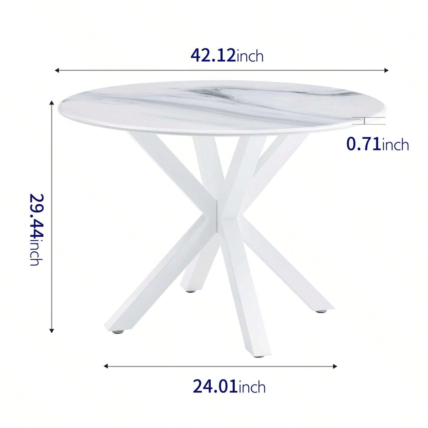Mid-Century Round White Dining Table for 4-6 with Pedestal Base and MDF Top Ideal for Dining and Coffee