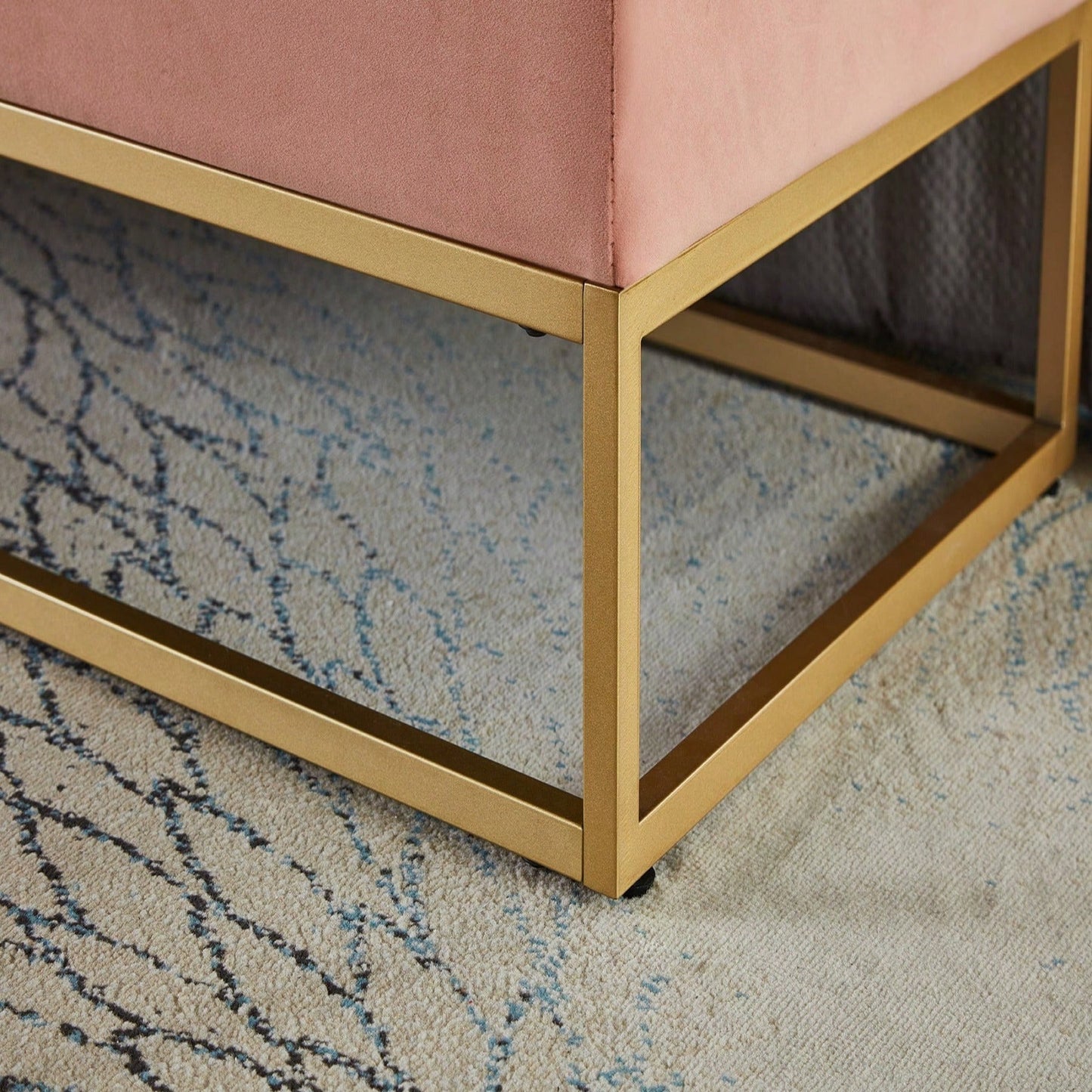 58.6" Bed Bench Metal Base With Storage Pink Velvet
