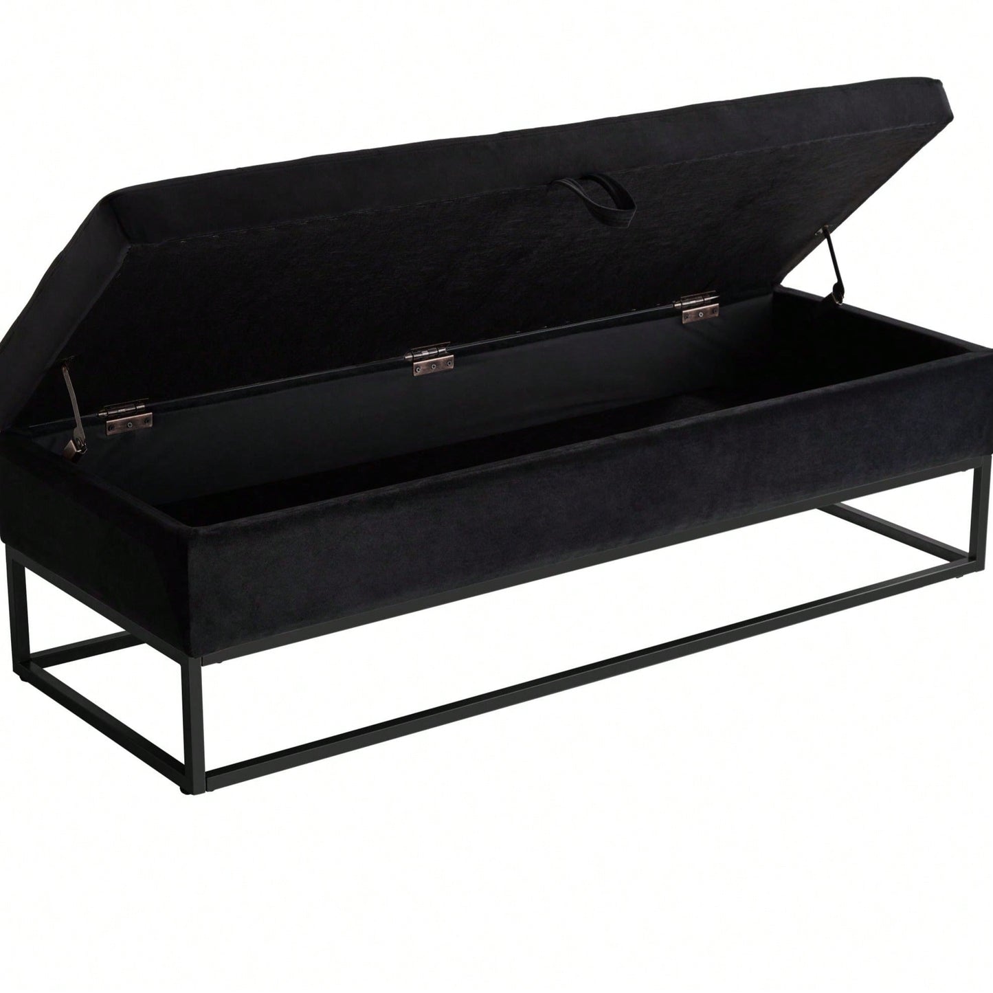 58.6" Bed Bench Metal Base With Storage Pink Velvet