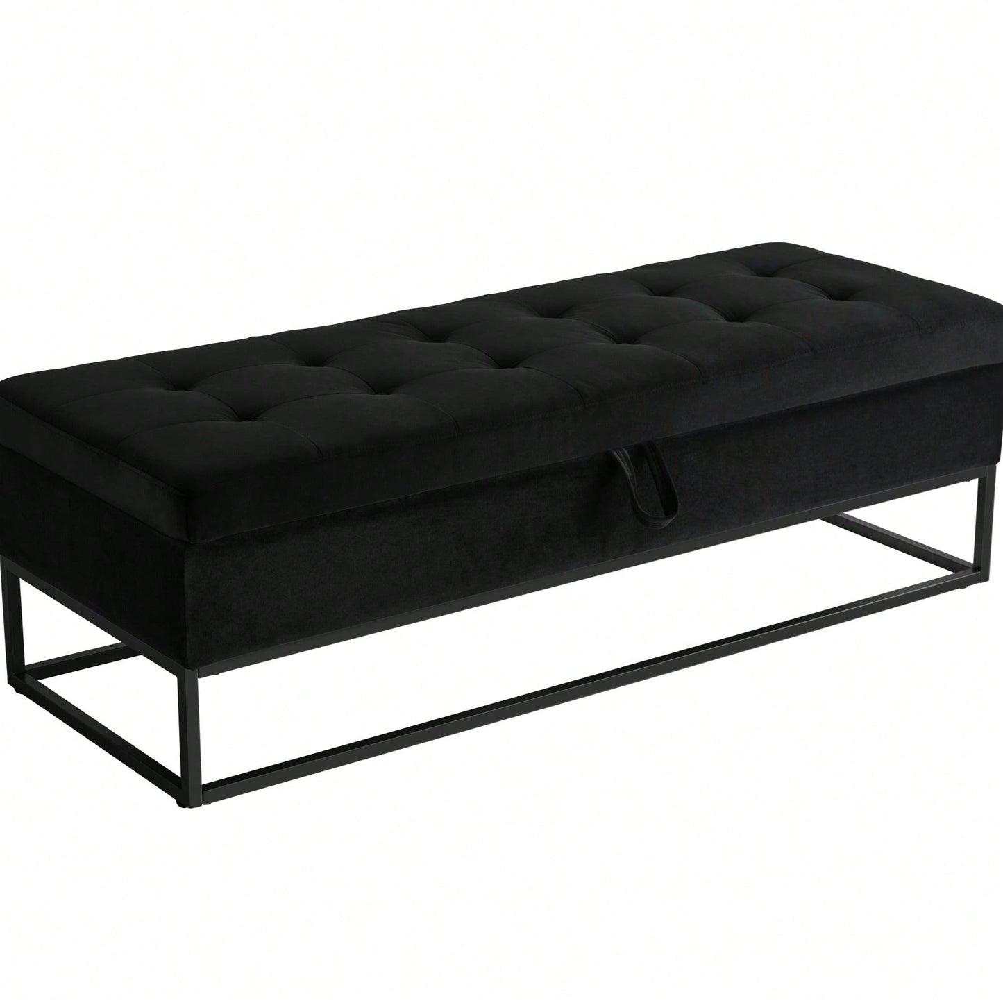 58.6" Bed Bench Metal Base With Storage Pink Velvet