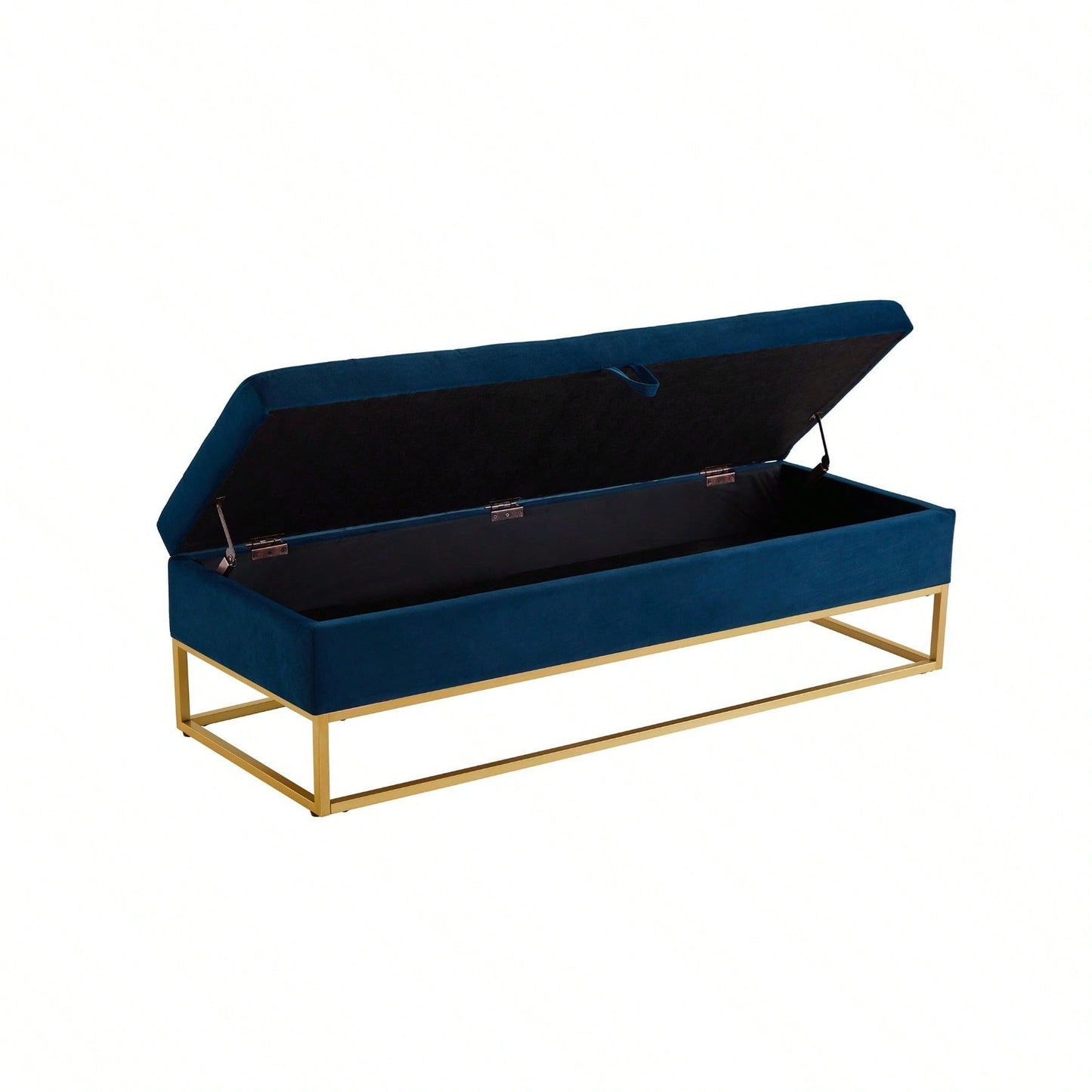 58.6" Bed Bench Metal Base With Storage Pink Velvet