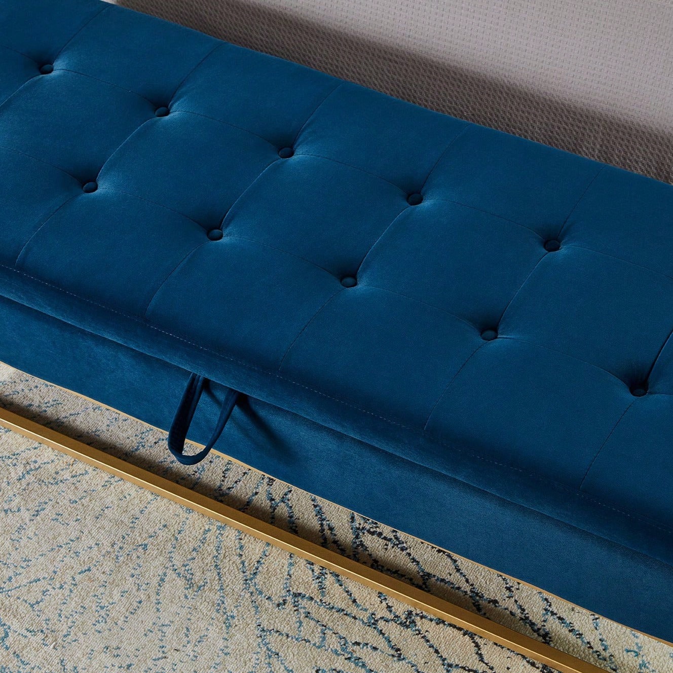 58.6" Bed Bench Metal Base With Storage Pink Velvet