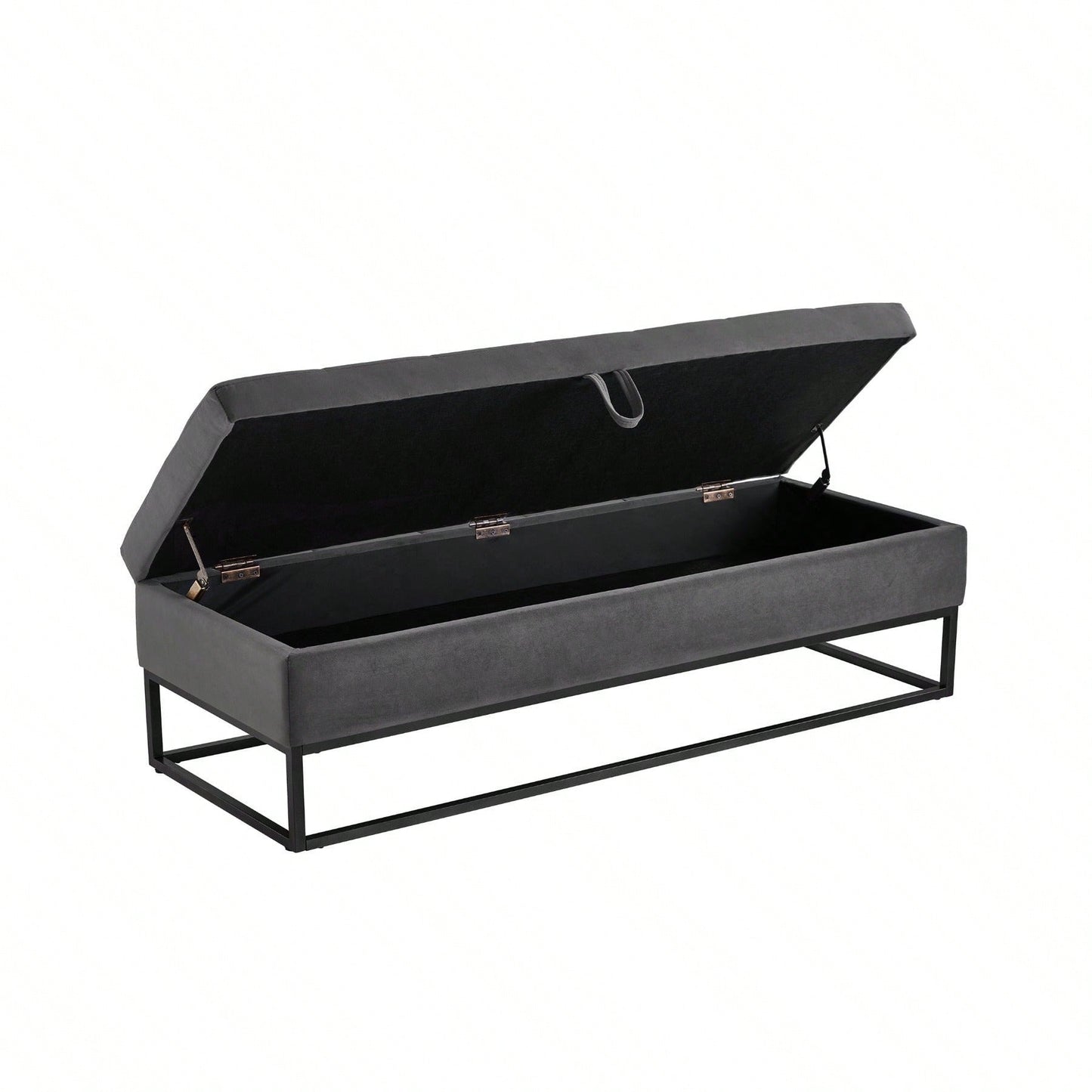 58.6" Bed Bench Metal Base With Storage Pink Velvet