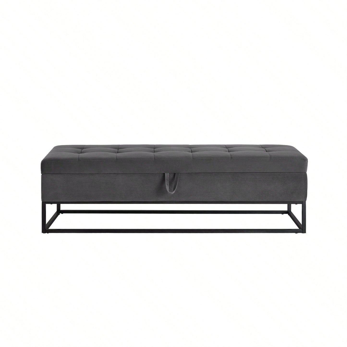58.6" Bed Bench Metal Base With Storage Pink Velvet