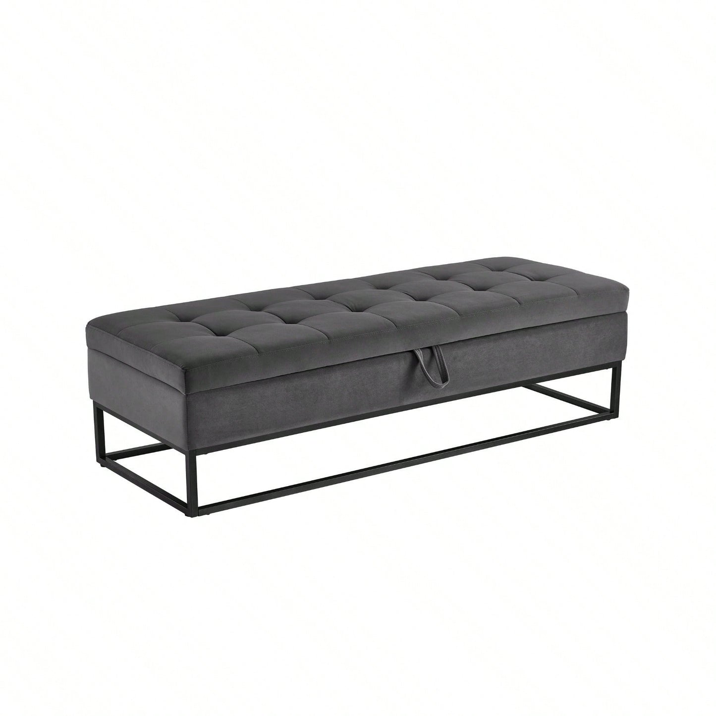 58.6" Bed Bench Metal Base With Storage Pink Velvet