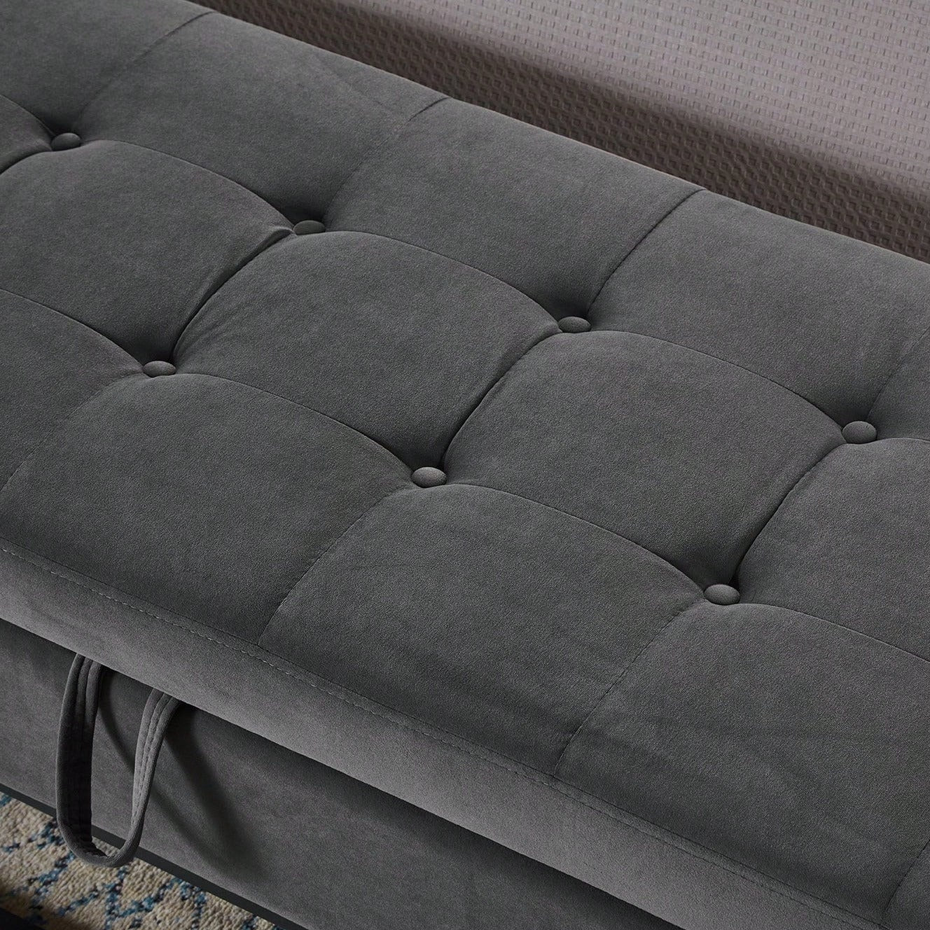 58.6" Bed Bench Metal Base With Storage Pink Velvet