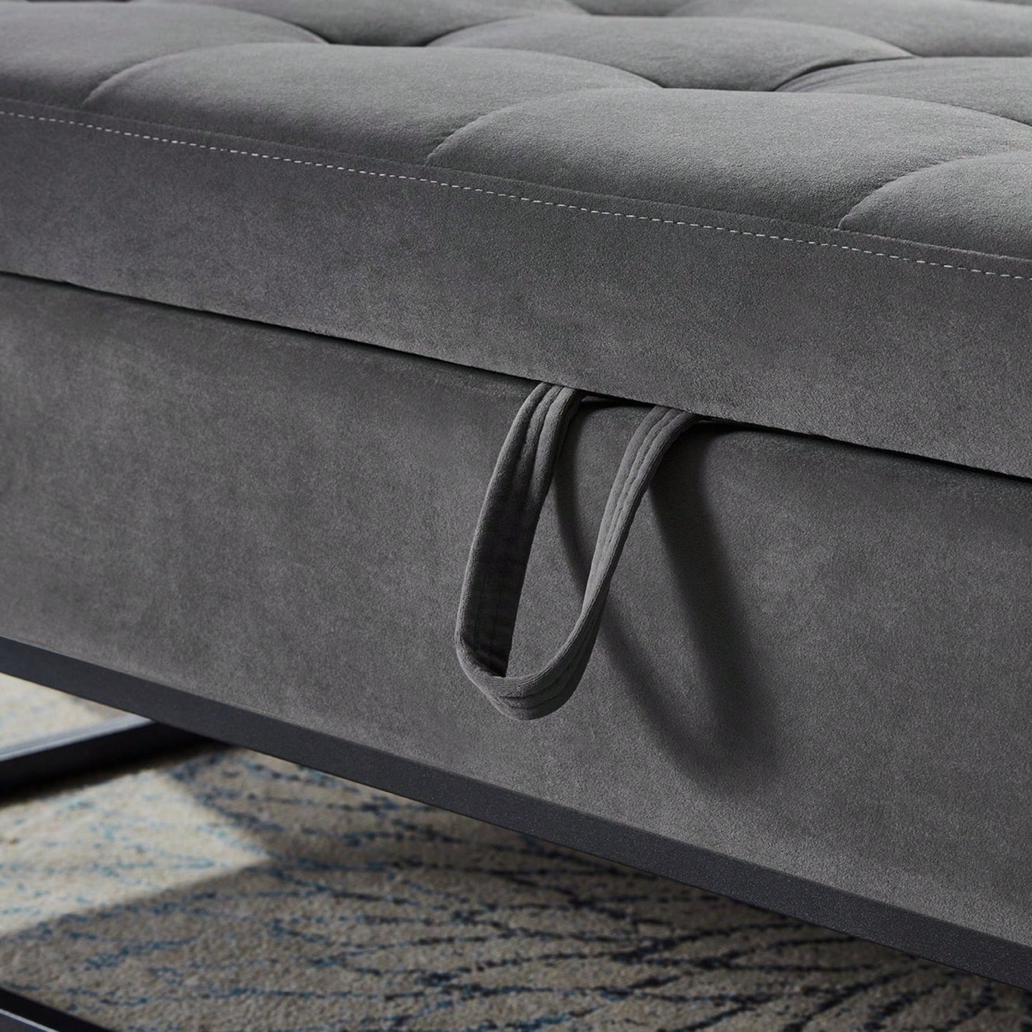58.6" Bed Bench Metal Base With Storage Pink Velvet