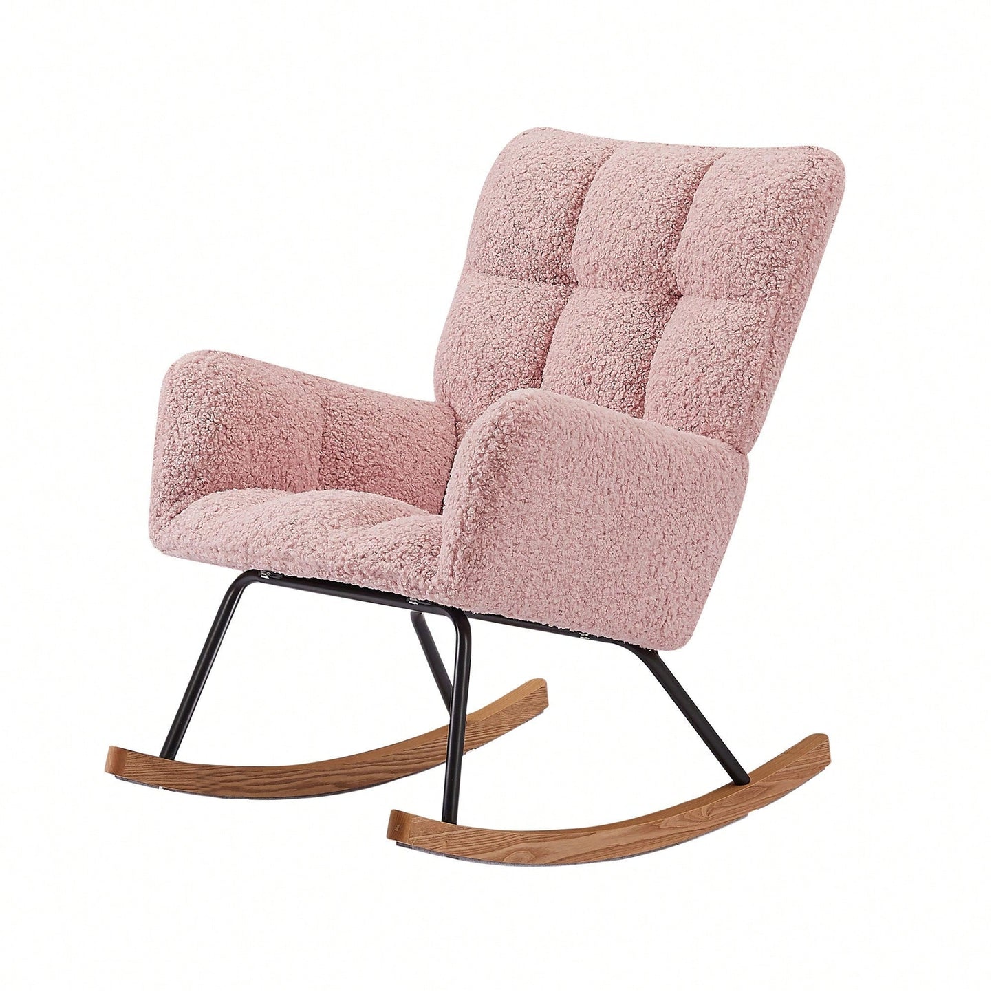 Nursery Rocking Chair, Leisure Sofa Glider Chair, Comfy Upholstered Lounge Chair With High Backrest, For Nursing Baby, Reading, Napping