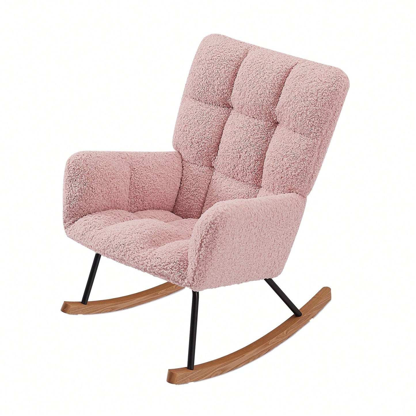 Nursery Rocking Chair, Leisure Sofa Glider Chair, Comfy Upholstered Lounge Chair With High Backrest, For Nursing Baby, Reading, Napping