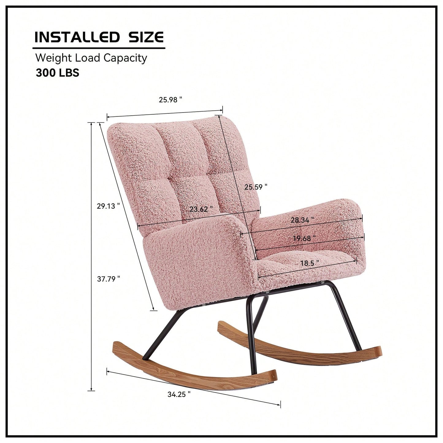 Nursery Rocking Chair, Leisure Sofa Glider Chair, Comfy Upholstered Lounge Chair With High Backrest, For Nursing Baby, Reading, Napping