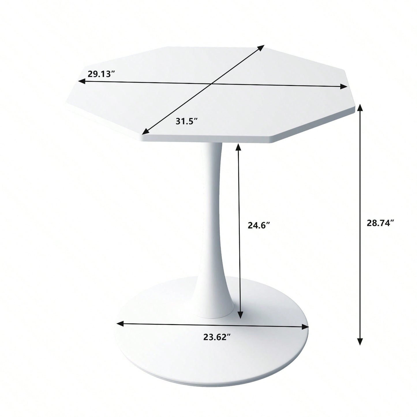 Modern Octagonal Coffee Table With Printed Black Marble Table Top,Metal Base, For Dining Room, Kitchen, Living Room