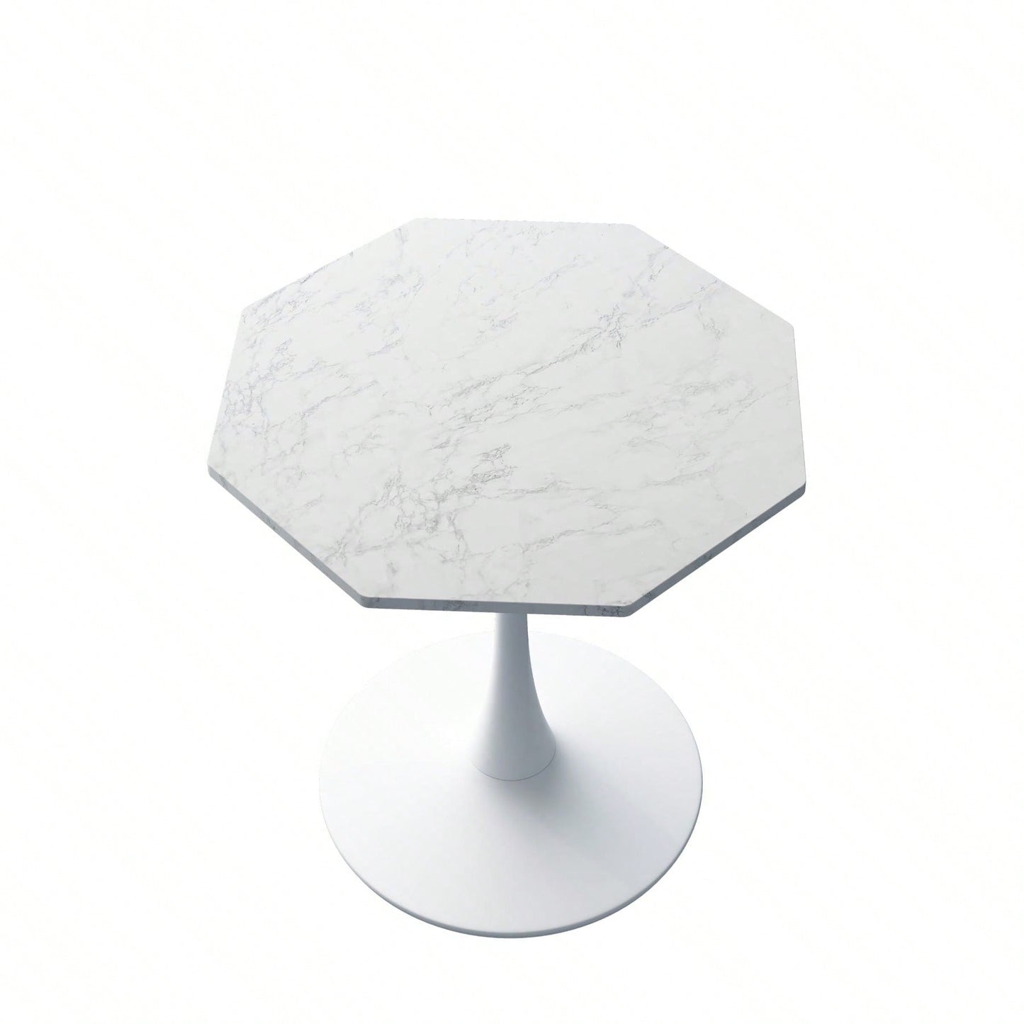 Modern Octagonal Coffee Table With Printed Black Marble Table Top,Metal Base, For Dining Room, Kitchen, Living Room