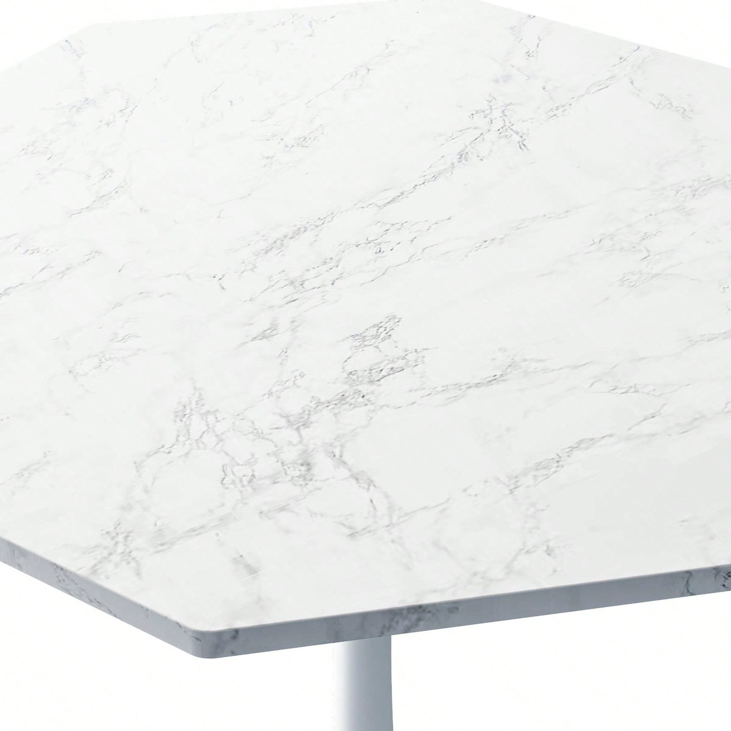 Modern Octagonal Coffee Table With Printed Black Marble Table Top,Metal Base, For Dining Room, Kitchen, Living Room