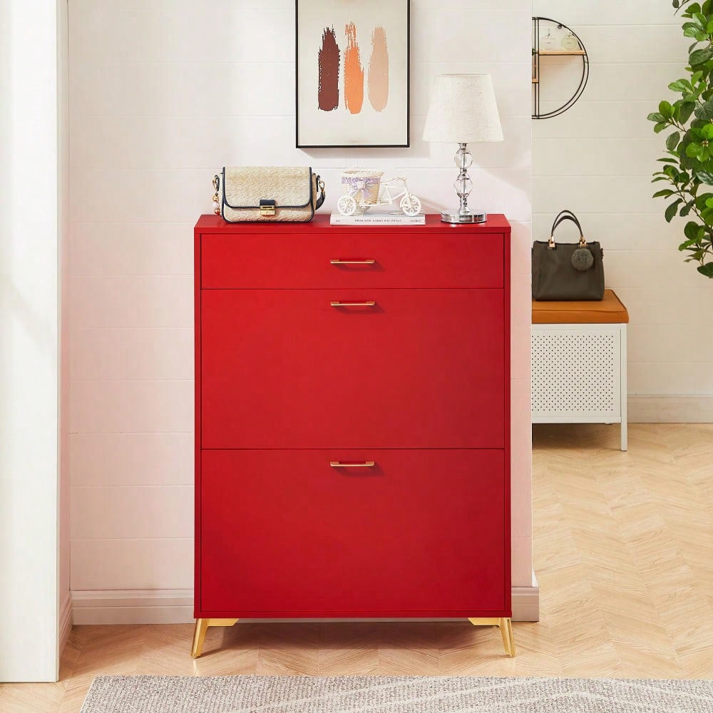 Ample Storage Space Shoe Cabinet with Flip-Top Drawers for Entryway Living Room and Bedroom
