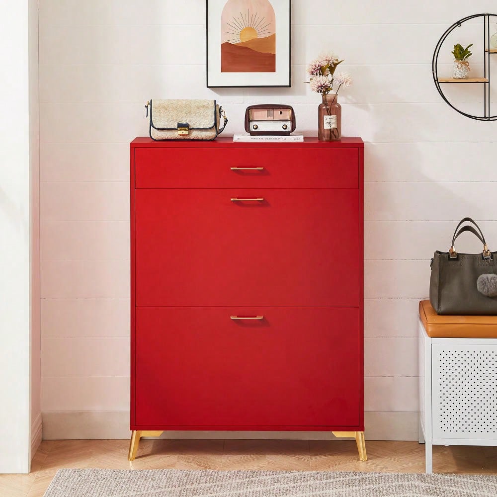 Ample Storage Space Shoe Cabinet with Flip-Top Drawers for Entryway Living Room and Bedroom