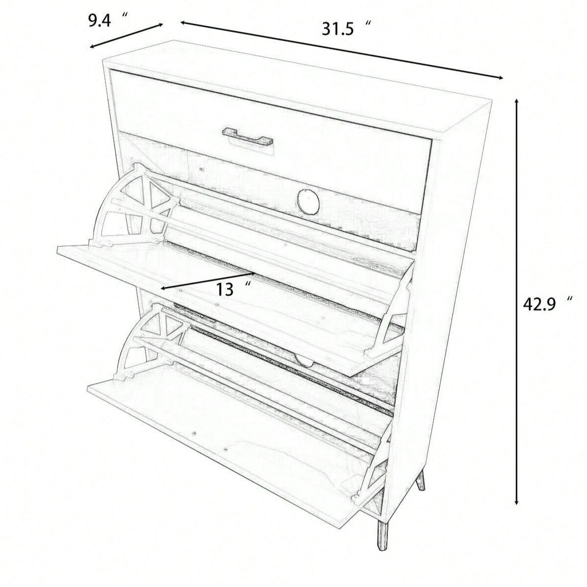 Ample Storage Space Shoe Cabinet with Flip-Top Drawers for Entryway Living Room and Bedroom