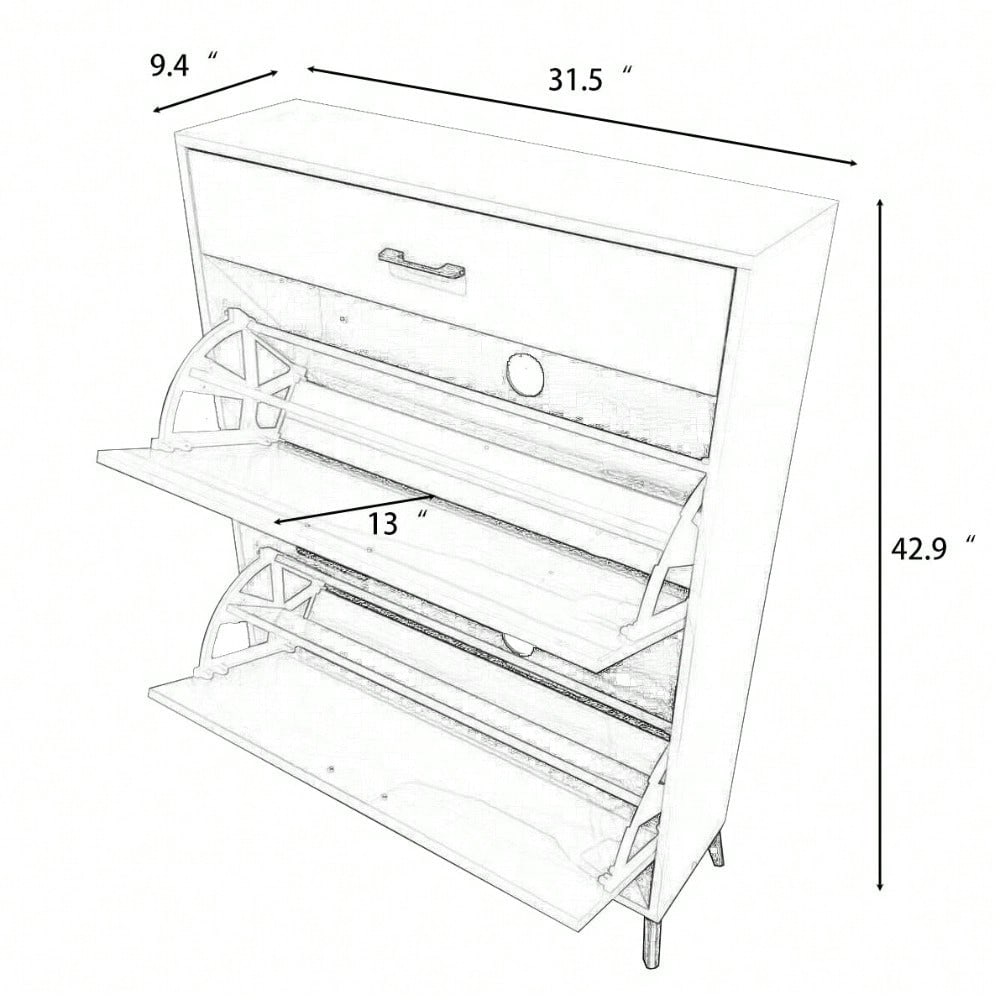 Ample Storage Space Shoe Cabinet with Flip-Top Drawers for Entryway Living Room and Bedroom