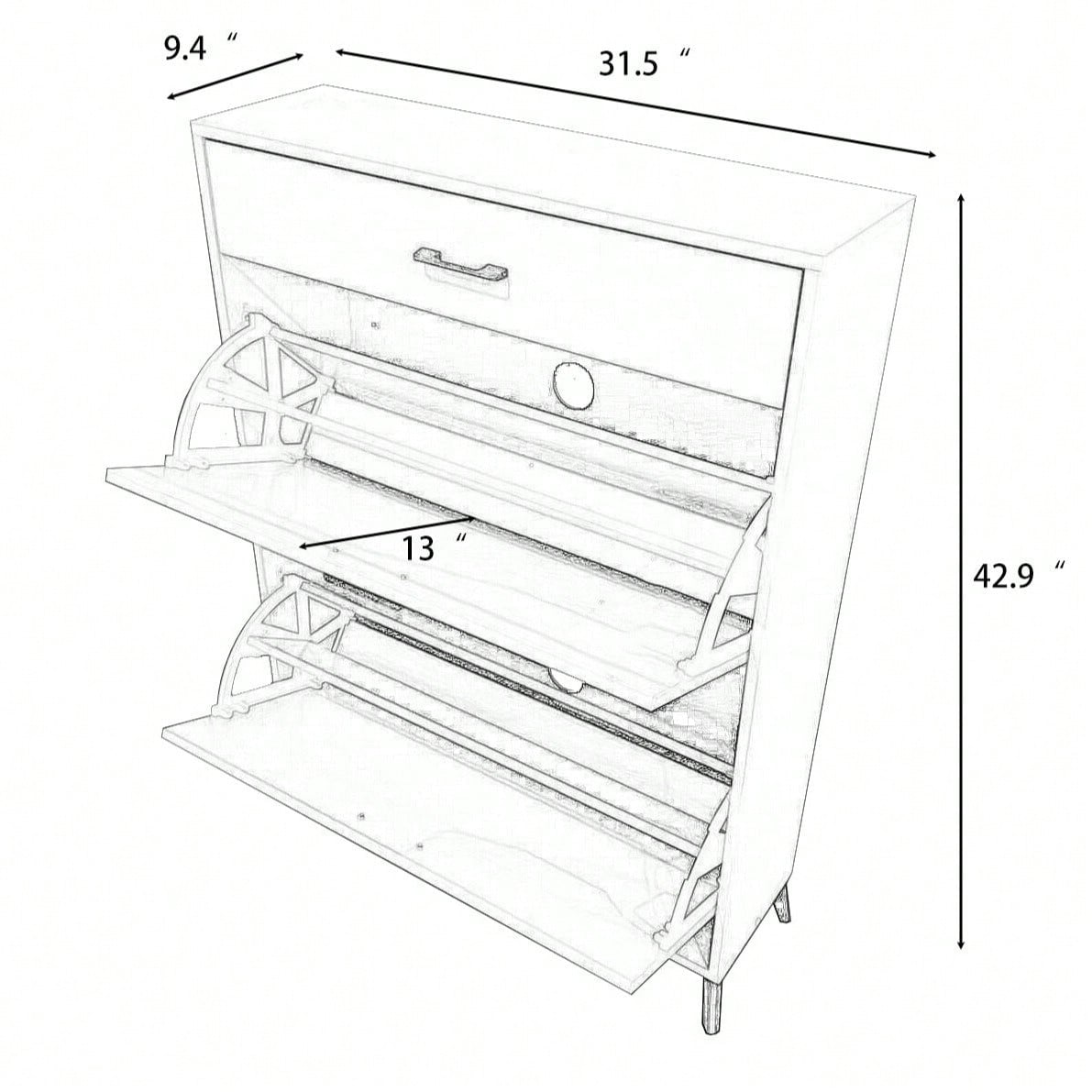 Ample Storage Space Shoe Cabinet with Flip-Top Drawers for Entryway Living Room and Bedroom