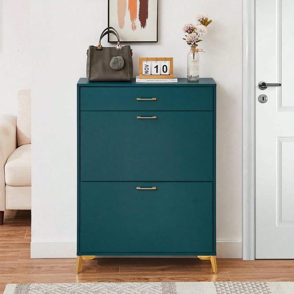 Ample Storage Space Shoe Cabinet with Flip-Top Drawers for Entryway Living Room and Bedroom
